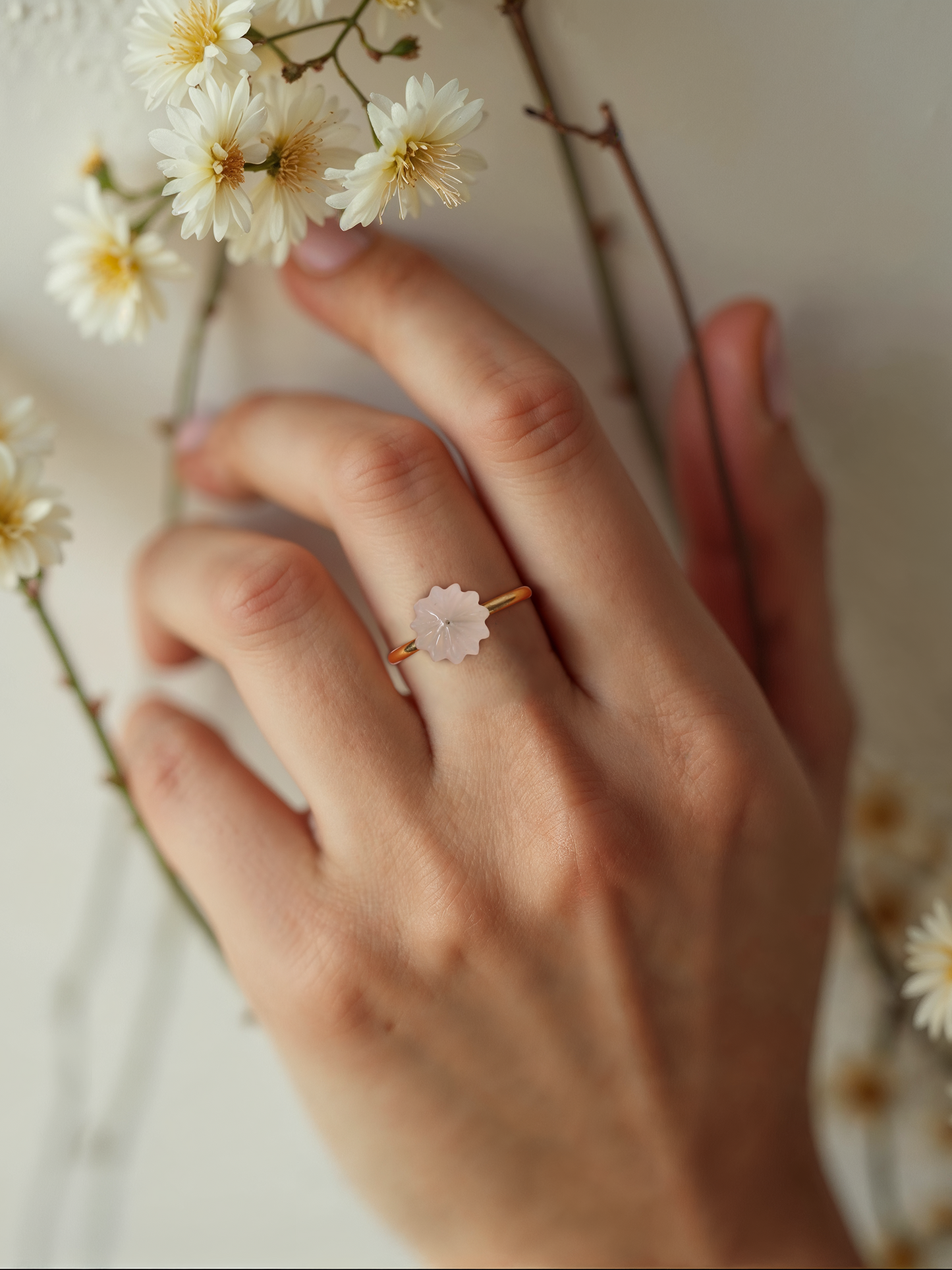 kaling - White Moonstone Melon Ring