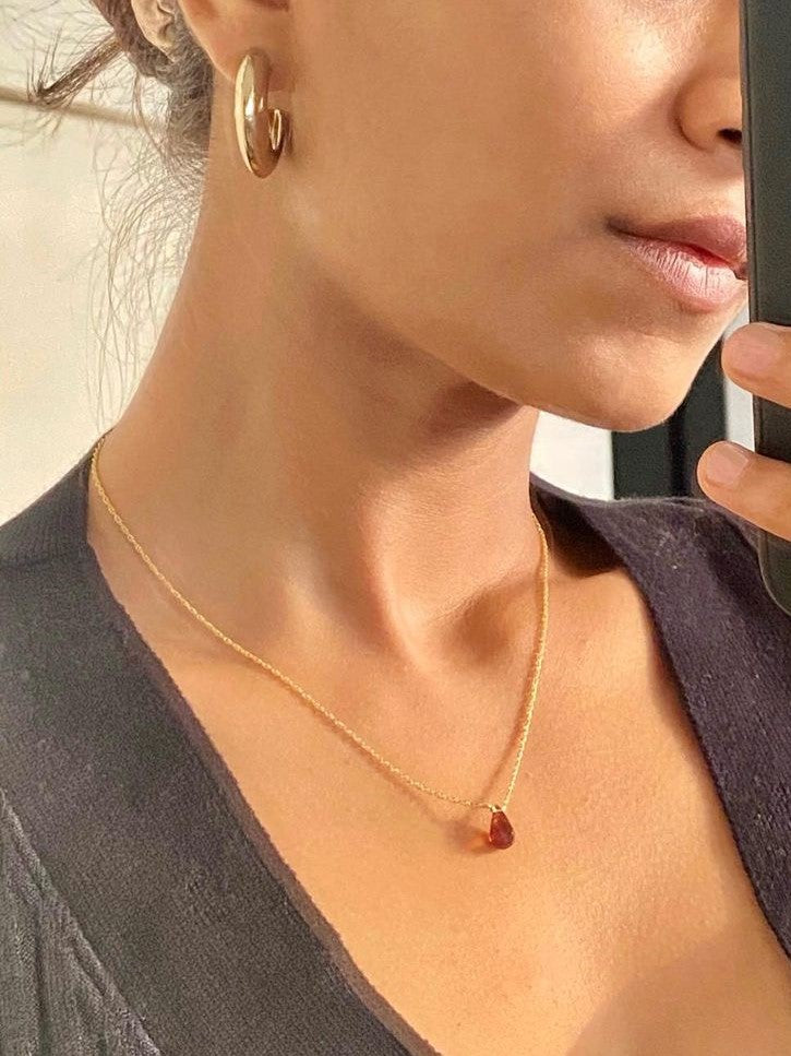 visno - Pink Tourmaline Tear shaped Drop Pendant