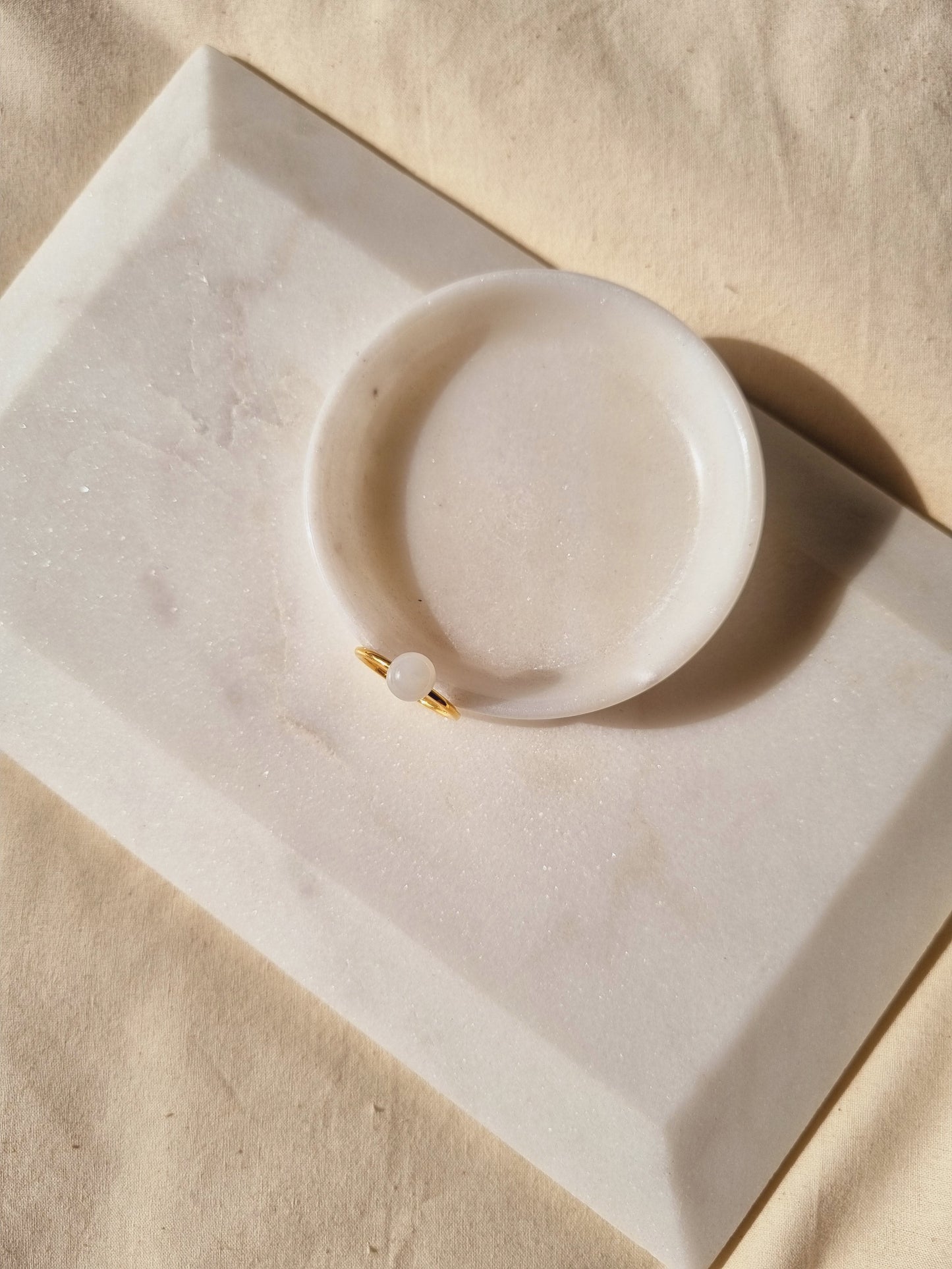bhumi - White Moonstone Mood Ring