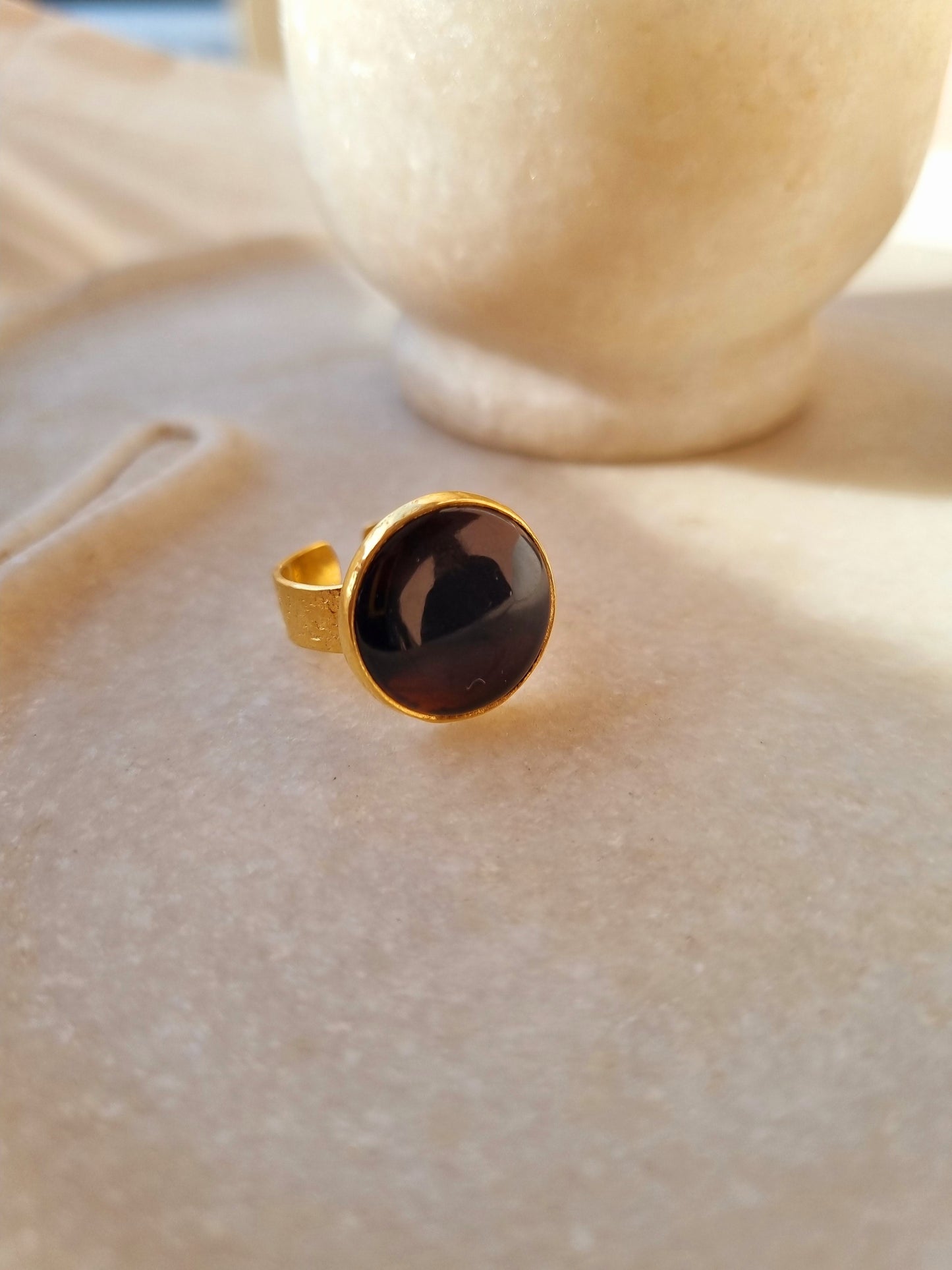 saani - Black Onyx Saturn Ring