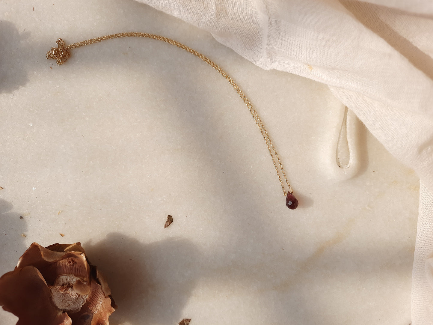 visno - Pink Tourmaline Tear shaped Drop Pendant