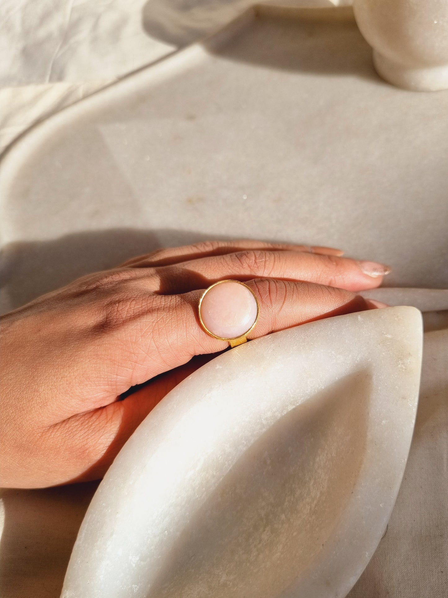 saani - Pink Opal Saturn Ring