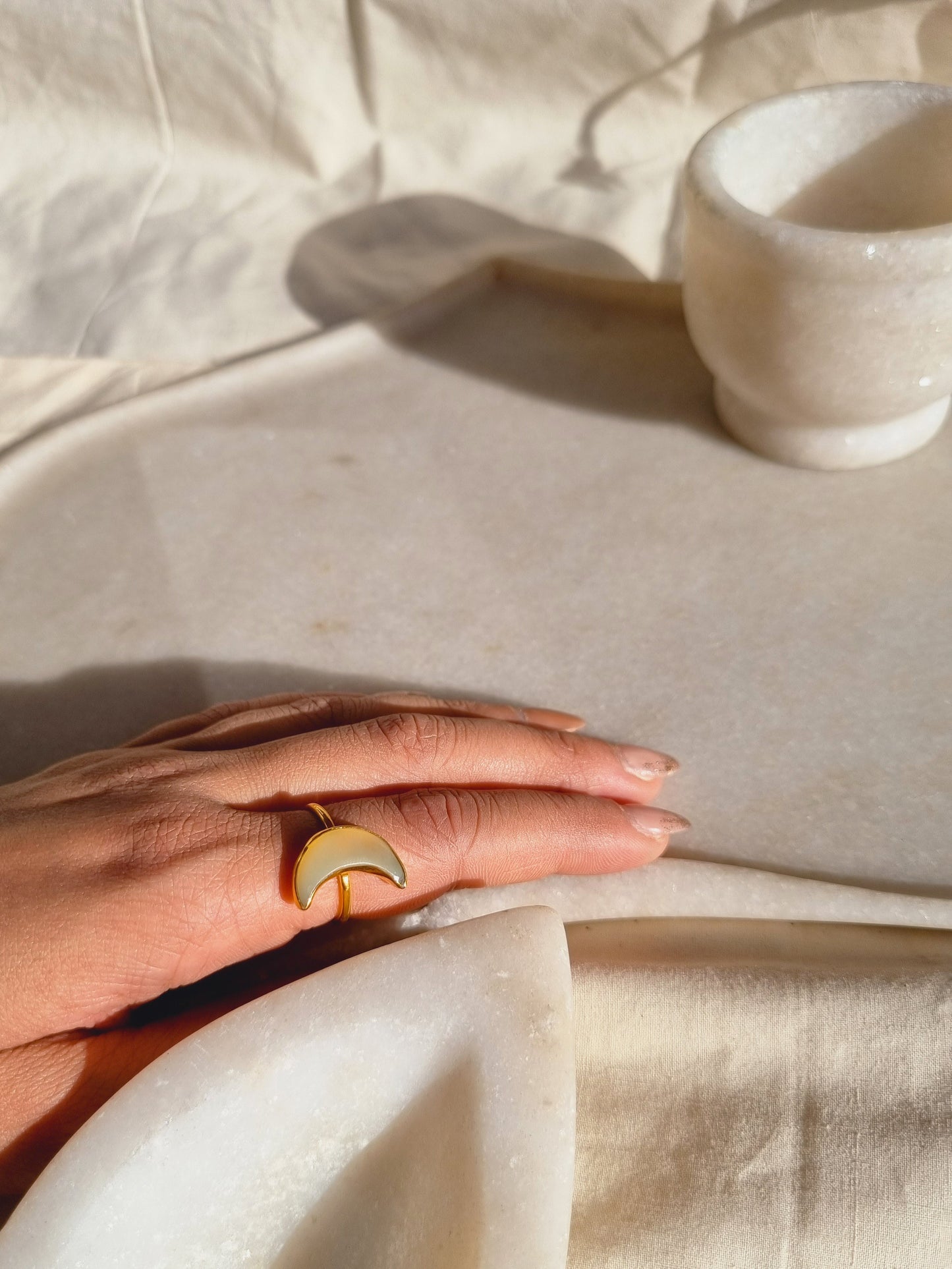chandra - Yellow Opal Luna Ring