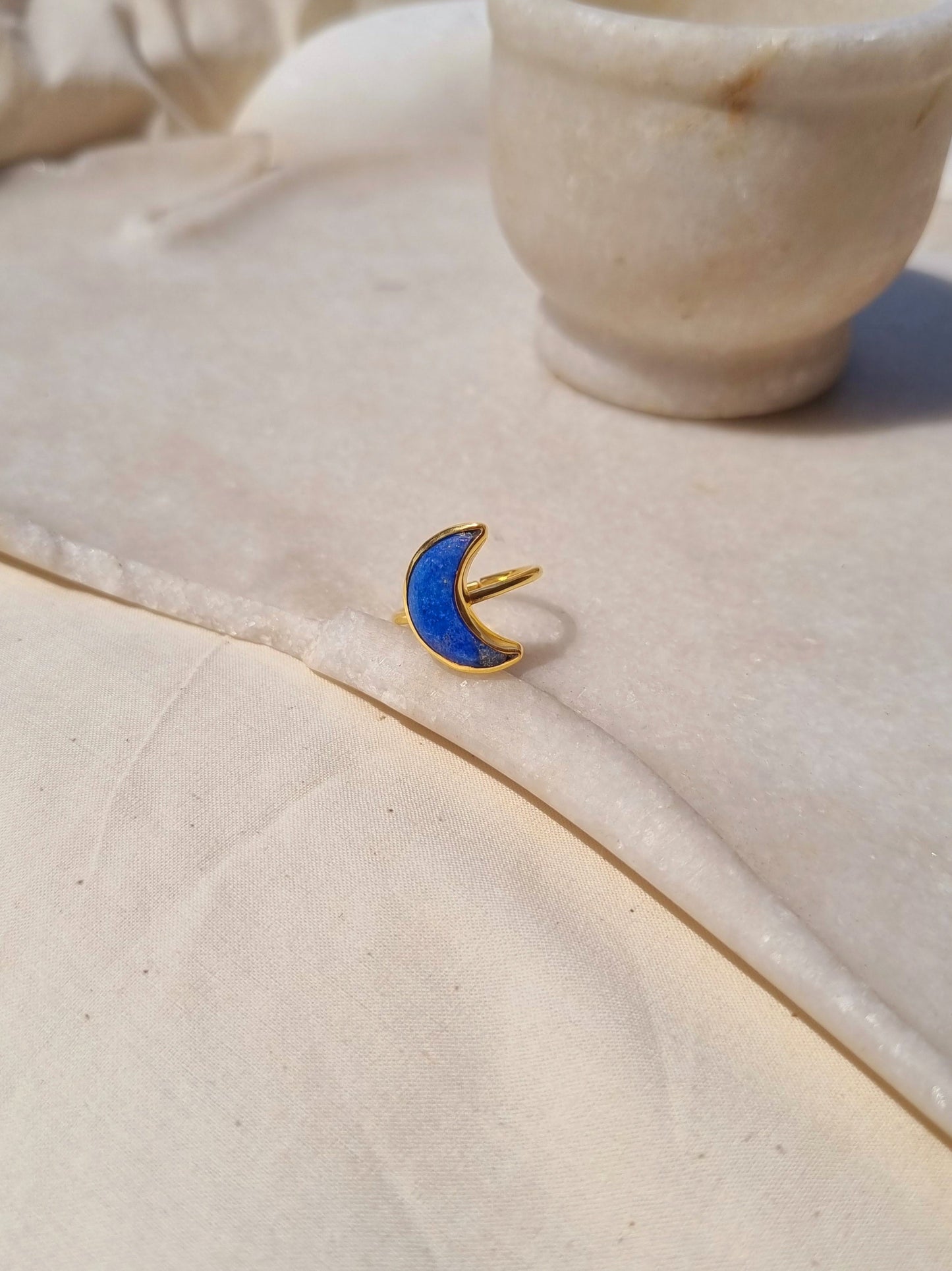 chandra - Lapis Lazuli Luna Ring