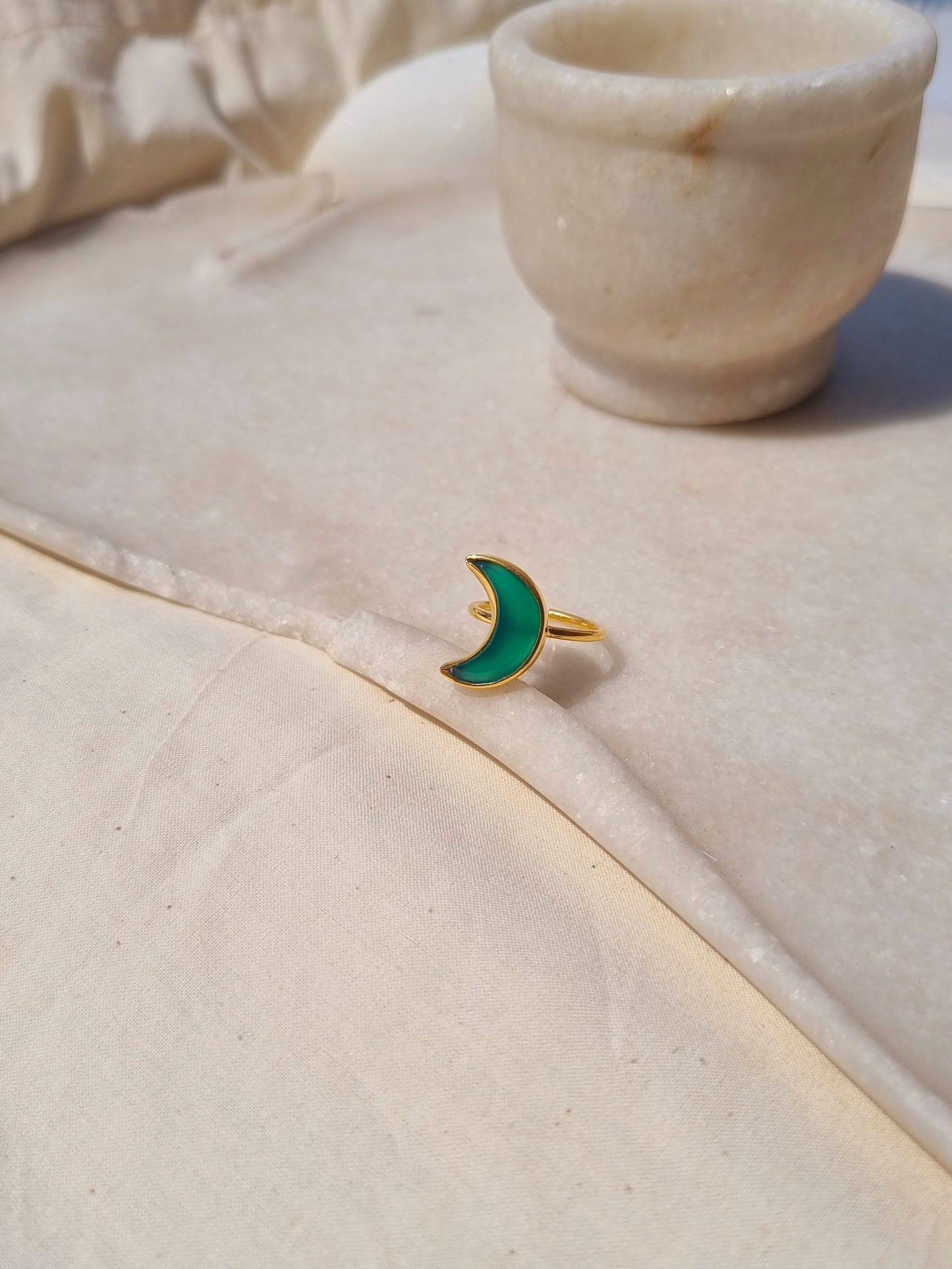 chandra - Green Onyx Luna Ring