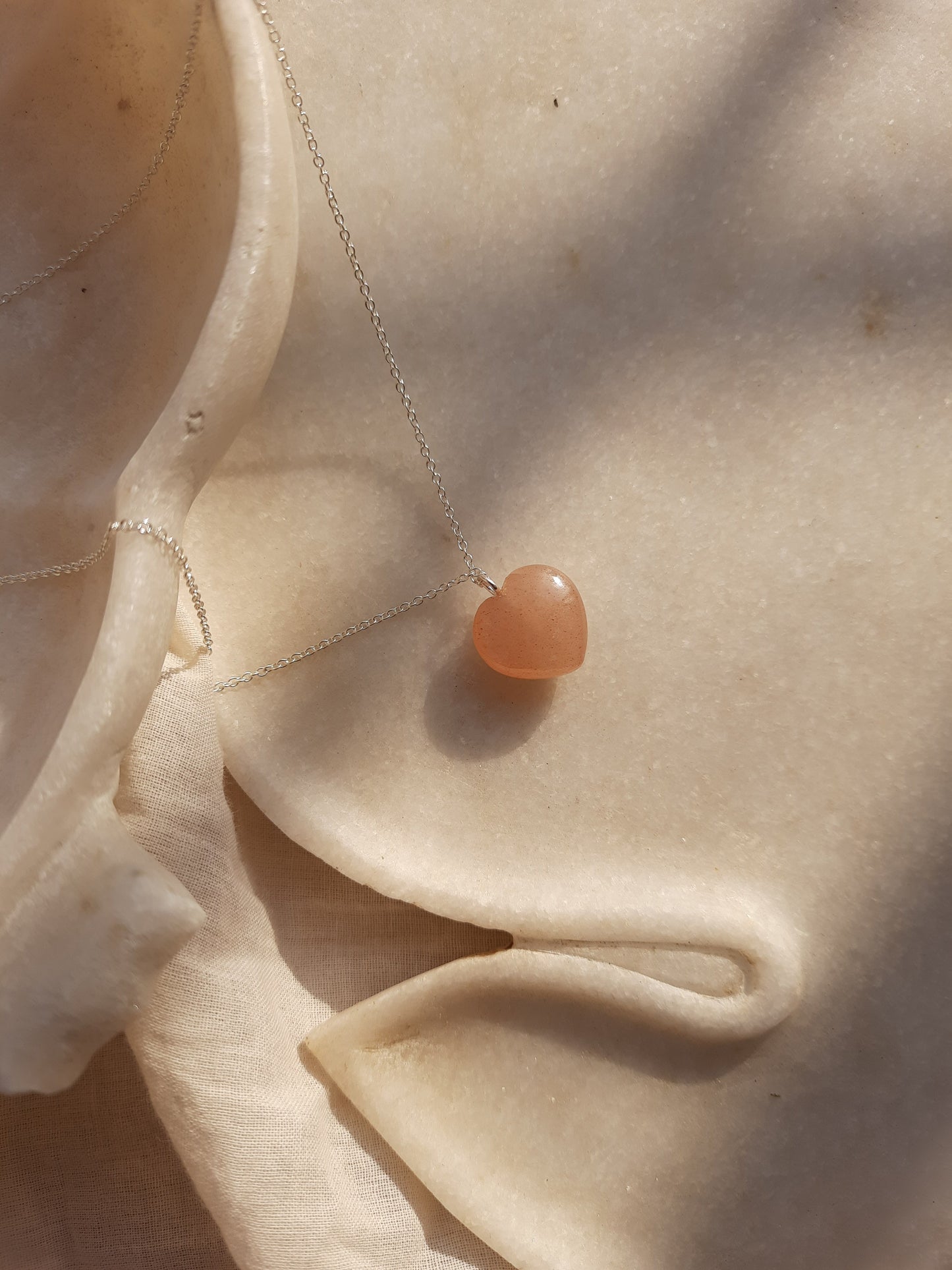 adya - Peach Moonstone Heart Pendant