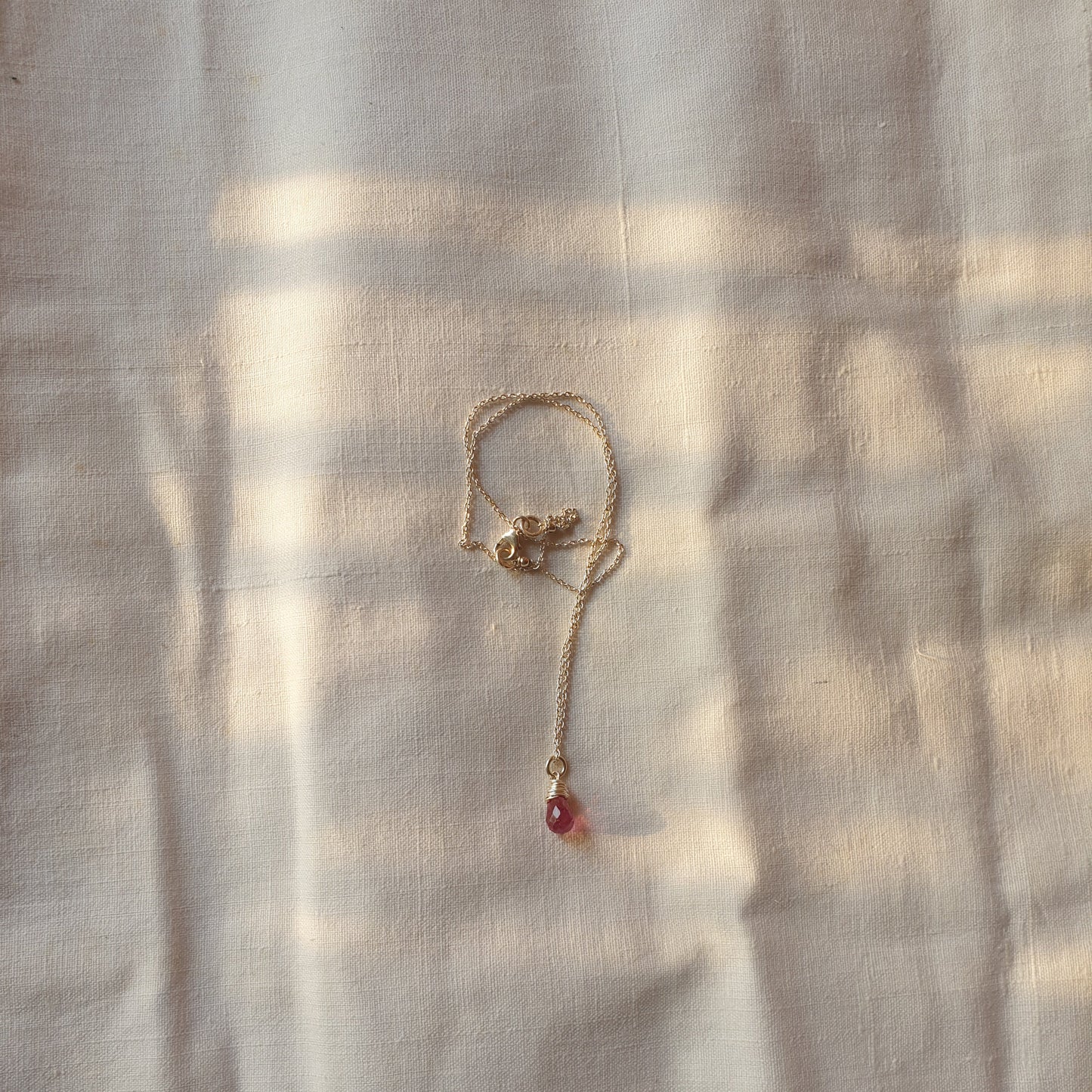 visno - Pink Tourmaline Tear shaped Drop Pendant