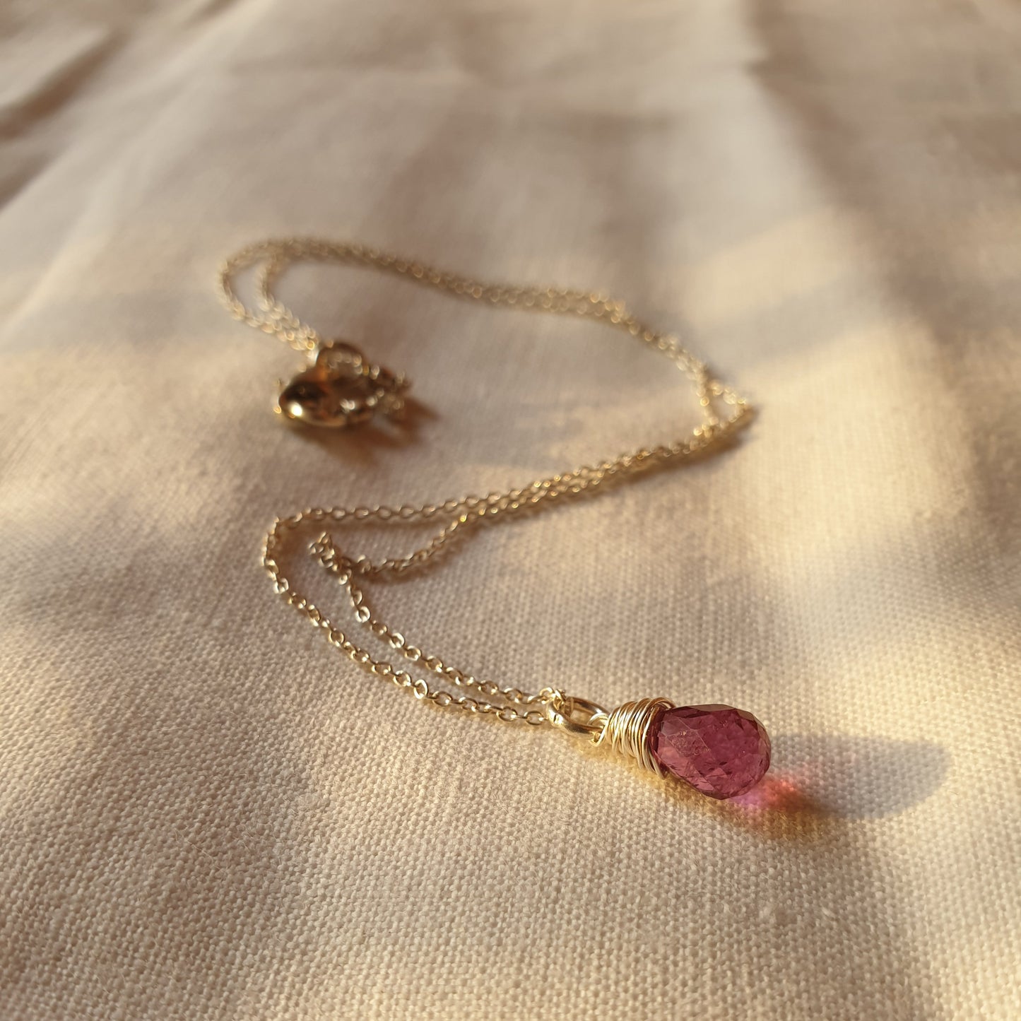 visno - Pink Tourmaline Tear shaped Drop Pendant