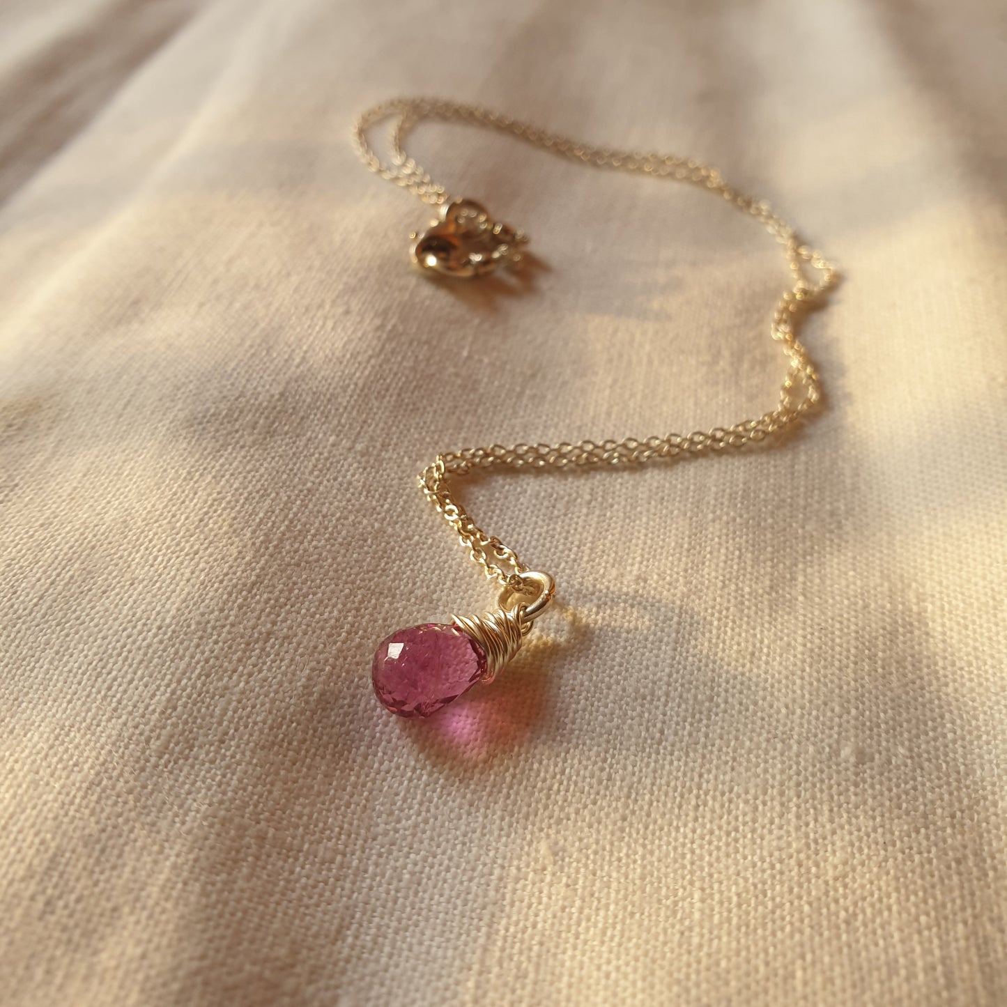 visno - Pink Tourmaline Tear shaped Drop Pendant