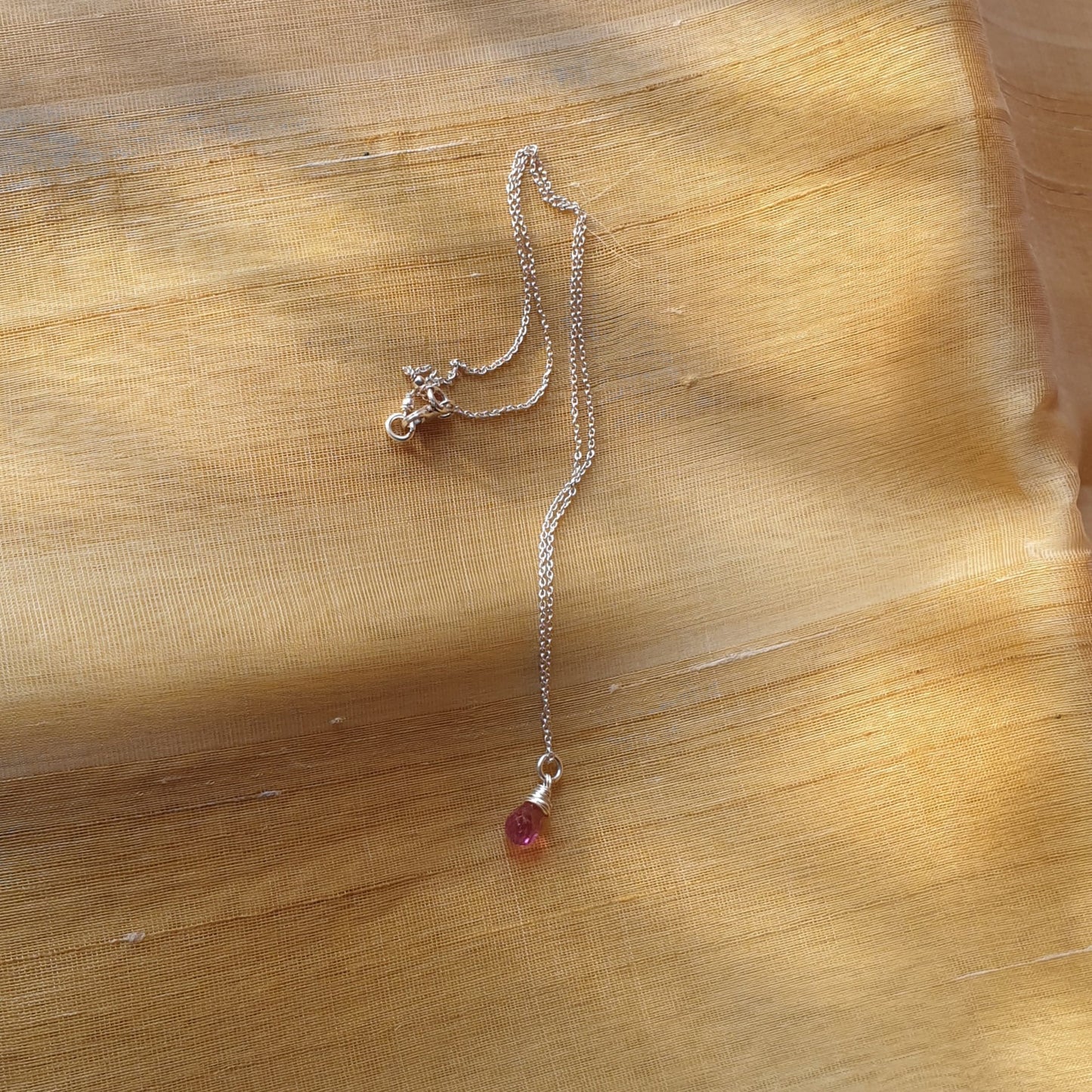 visno - Pink Tourmaline Tear shaped Drop Pendant
