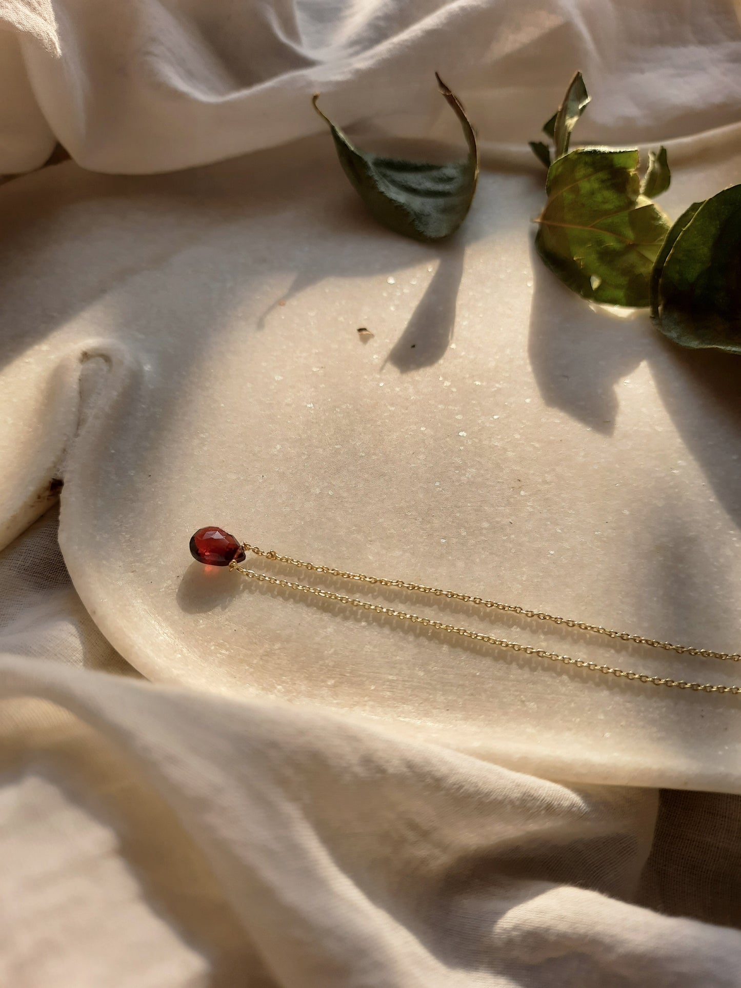 iyate - Garnet Almond Shaped Drop Pendant