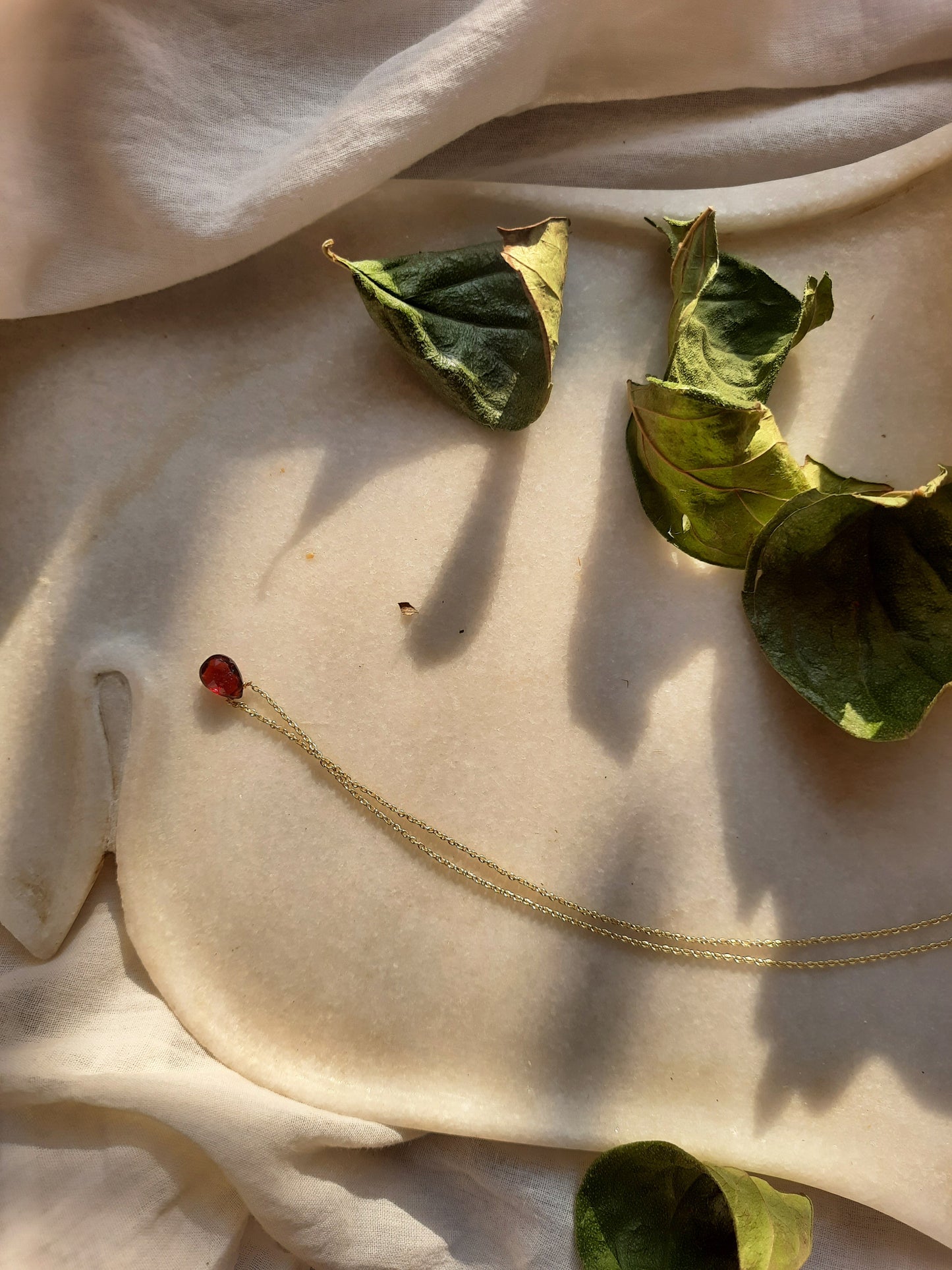 iyate - Garnet Almond Shaped Drop Pendant