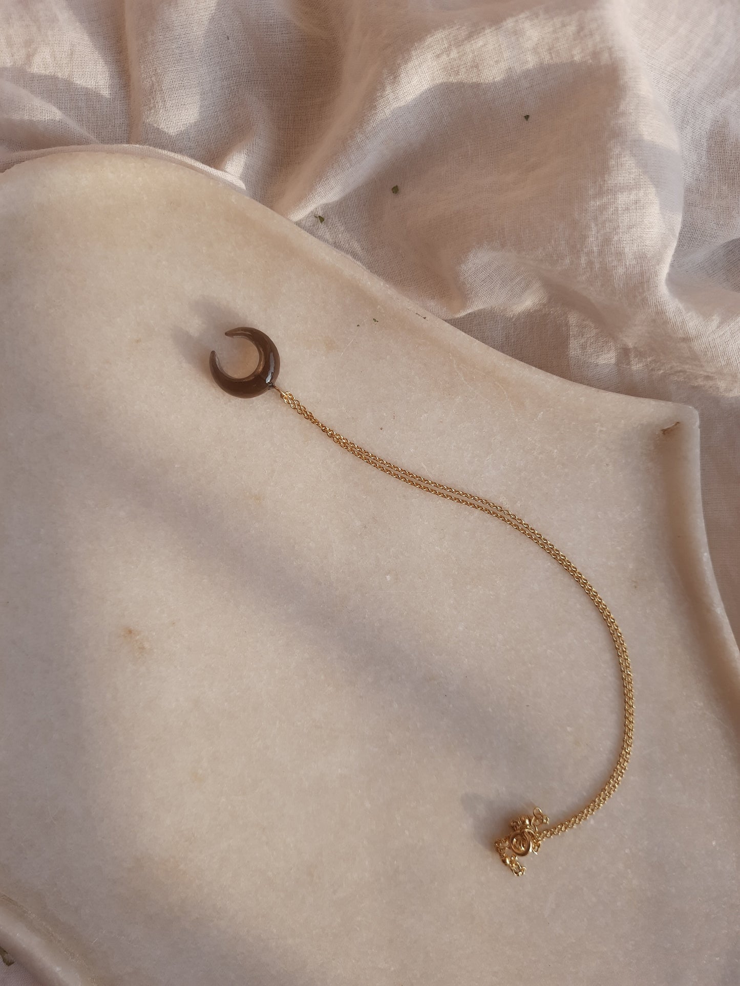 koka - Smoky Quartz Crescent Pendant