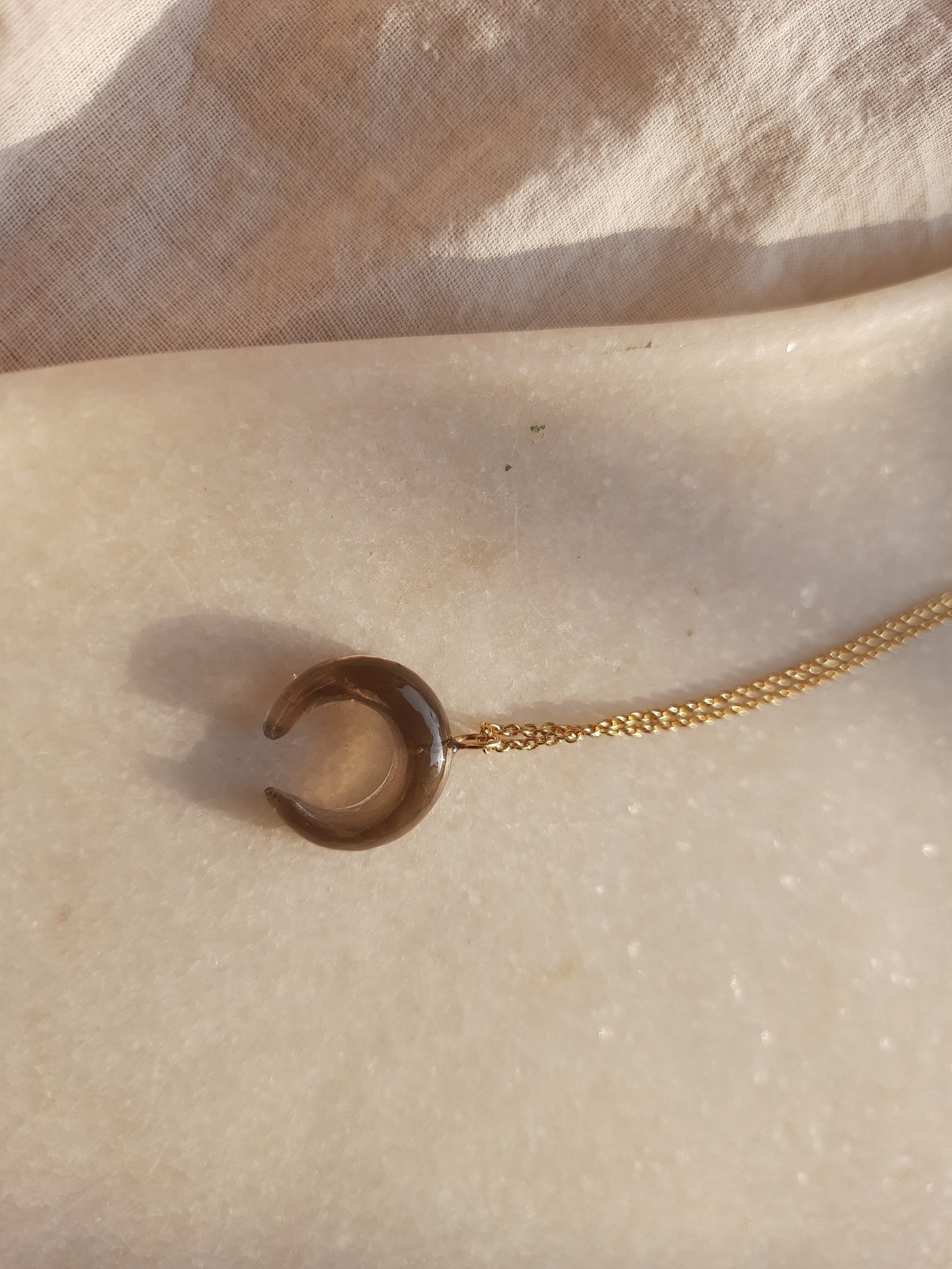 koka - Smoky Quartz Crescent Pendant