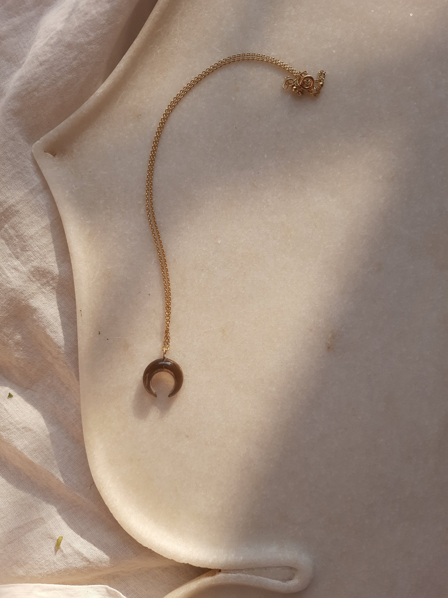 koka - Smoky Quartz Crescent Pendant