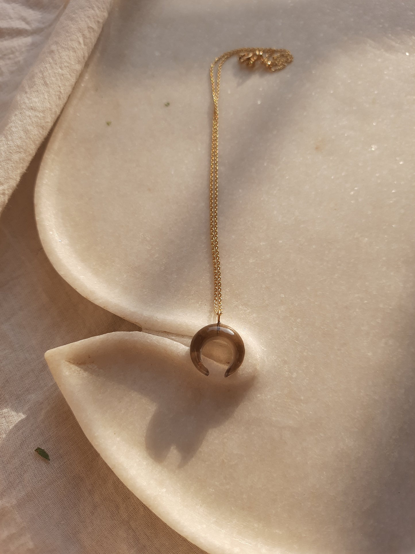koka - Smoky Quartz Crescent Pendant