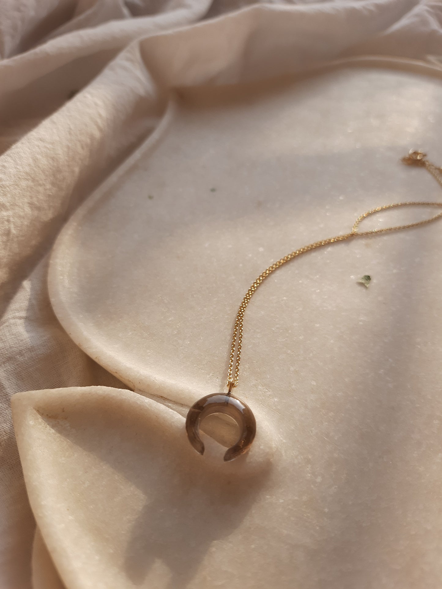 koka - Smoky Quartz Crescent Pendant