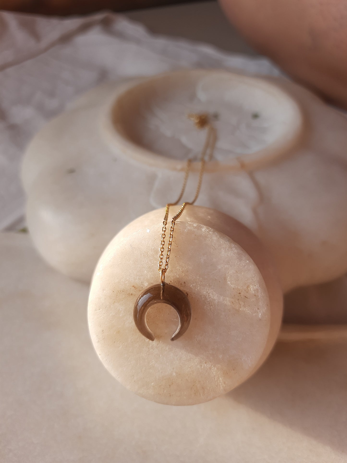 koka - Smoky Quartz Crescent Pendant