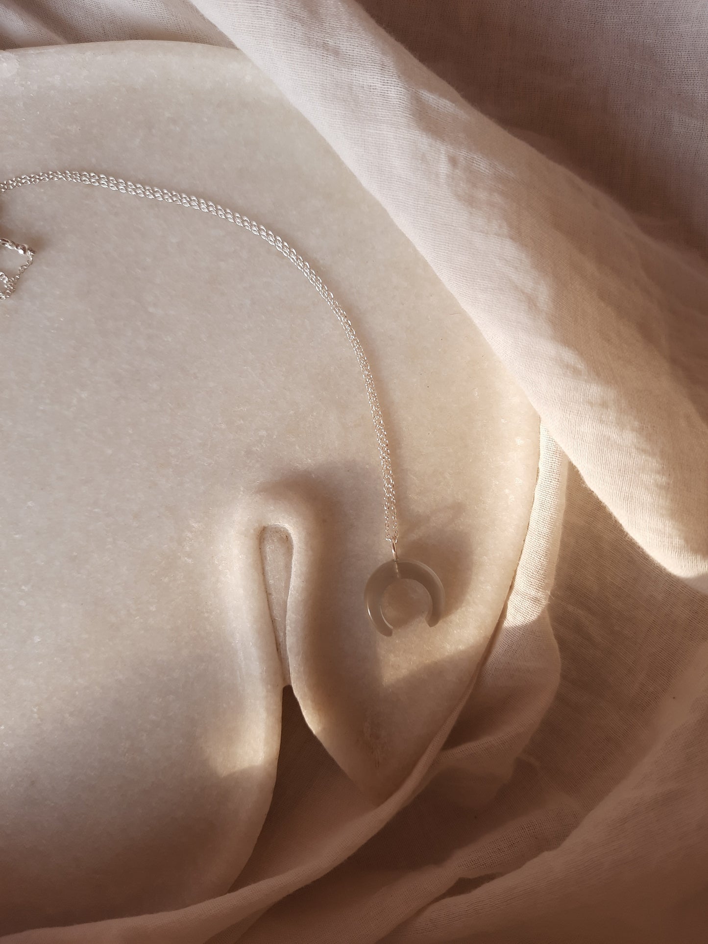 koka - Grey Moonstone Crescent Pendant