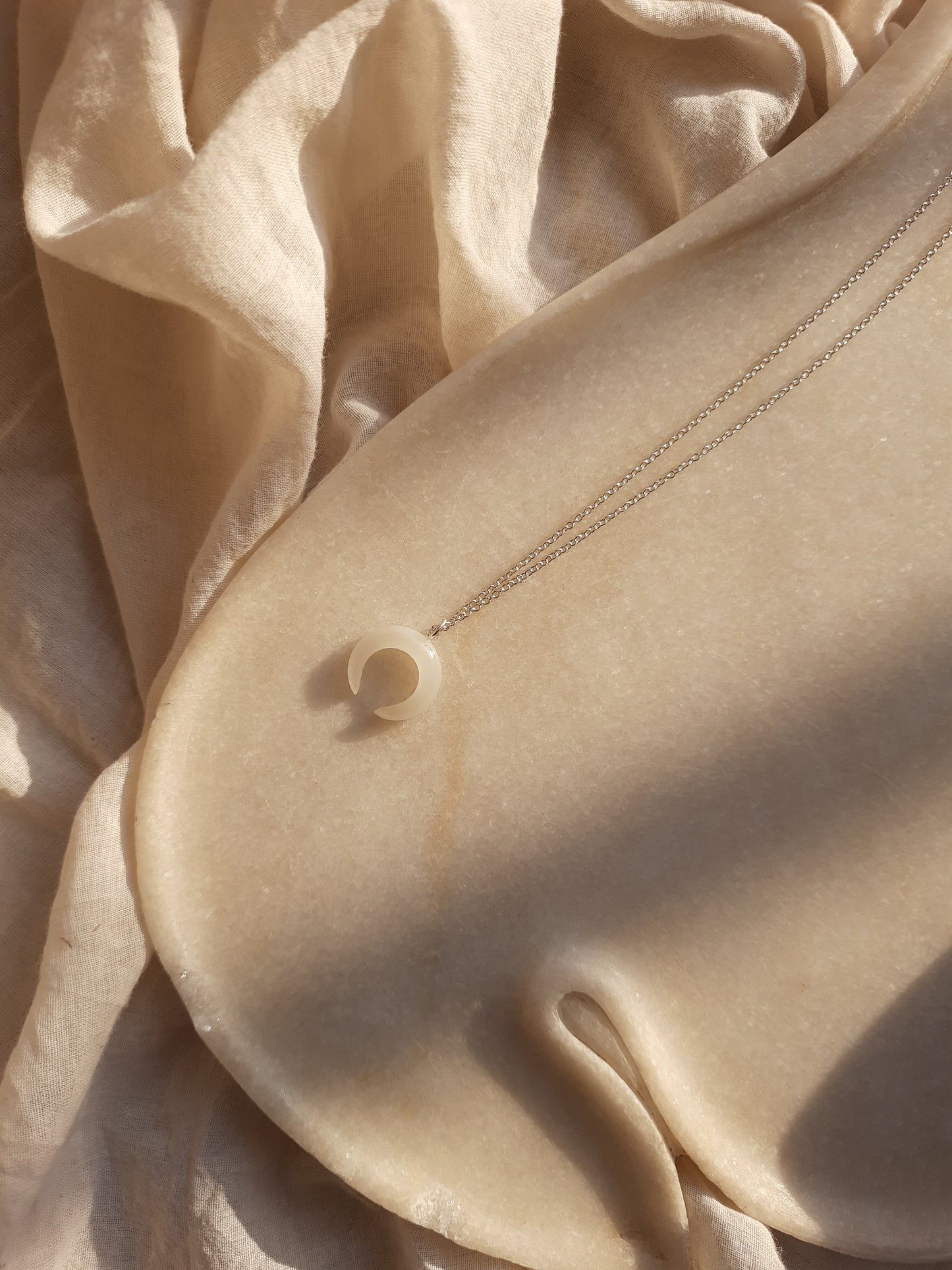 koka - White Moonstone Crescent Pendant