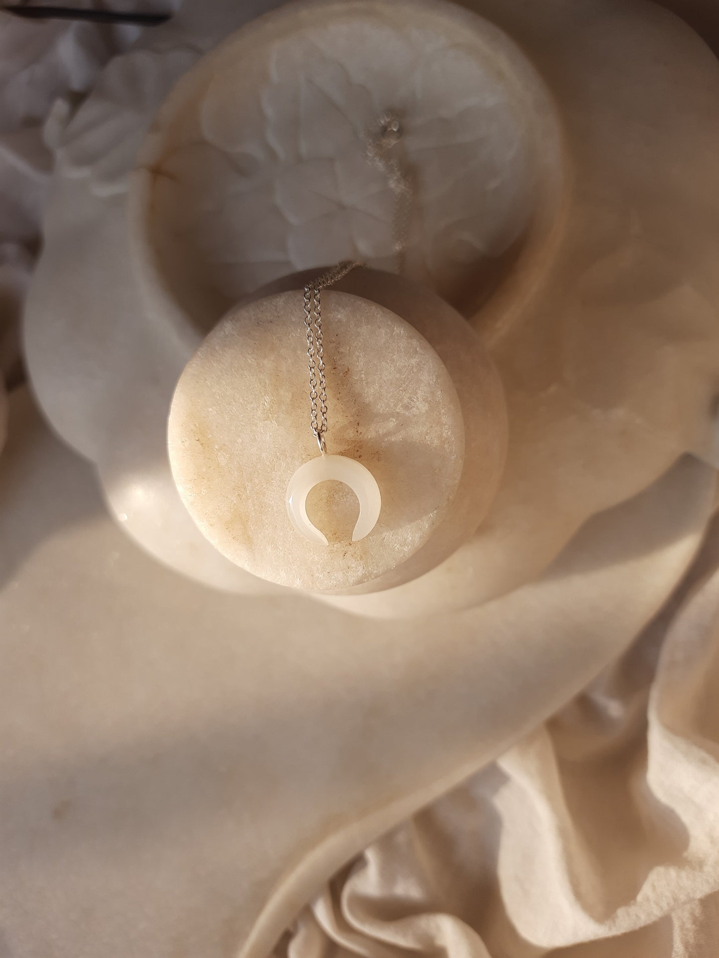 koka - White Moonstone Crescent Pendant