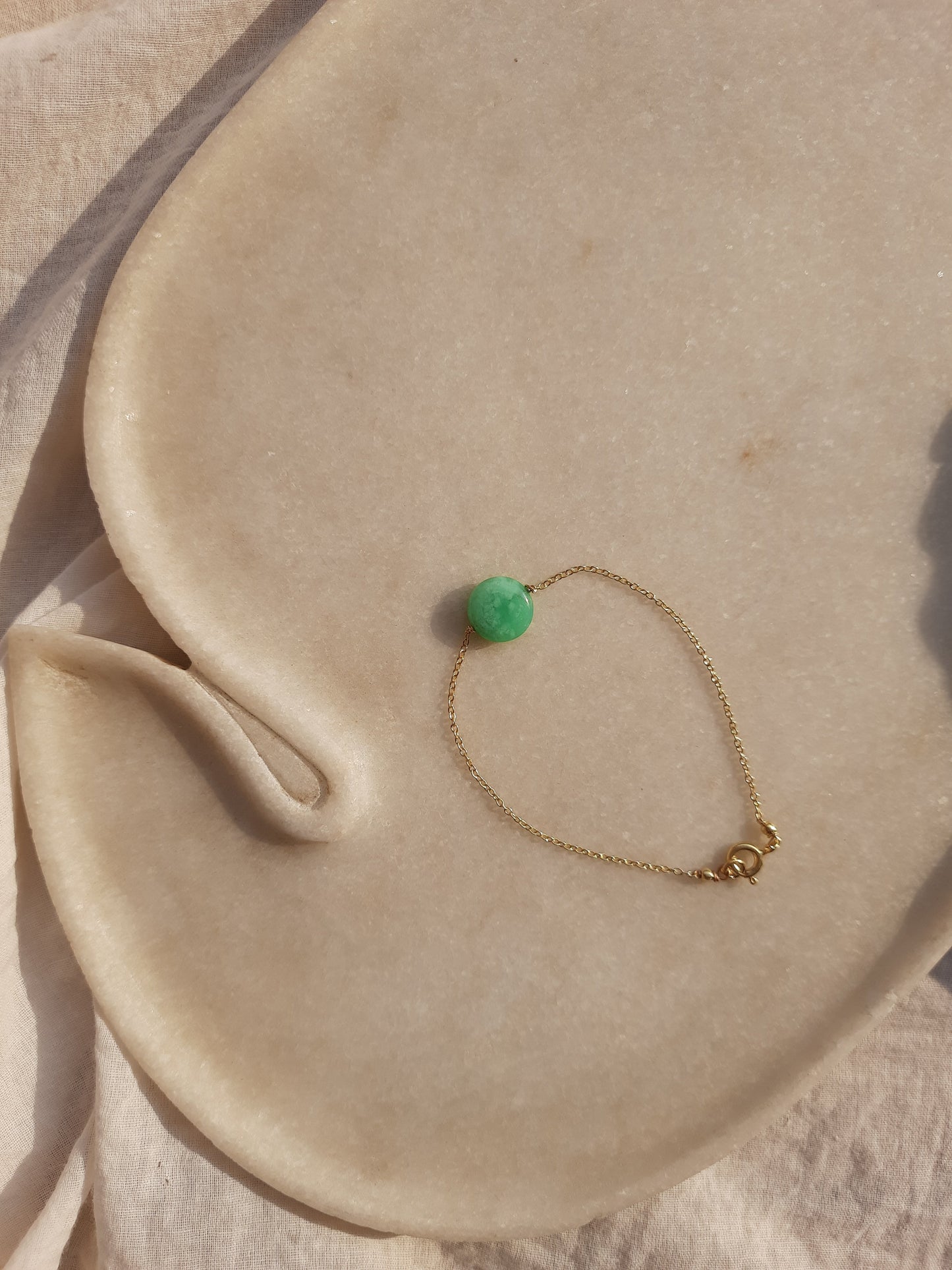 matsya - Chrysoprase Round charm Bracelet