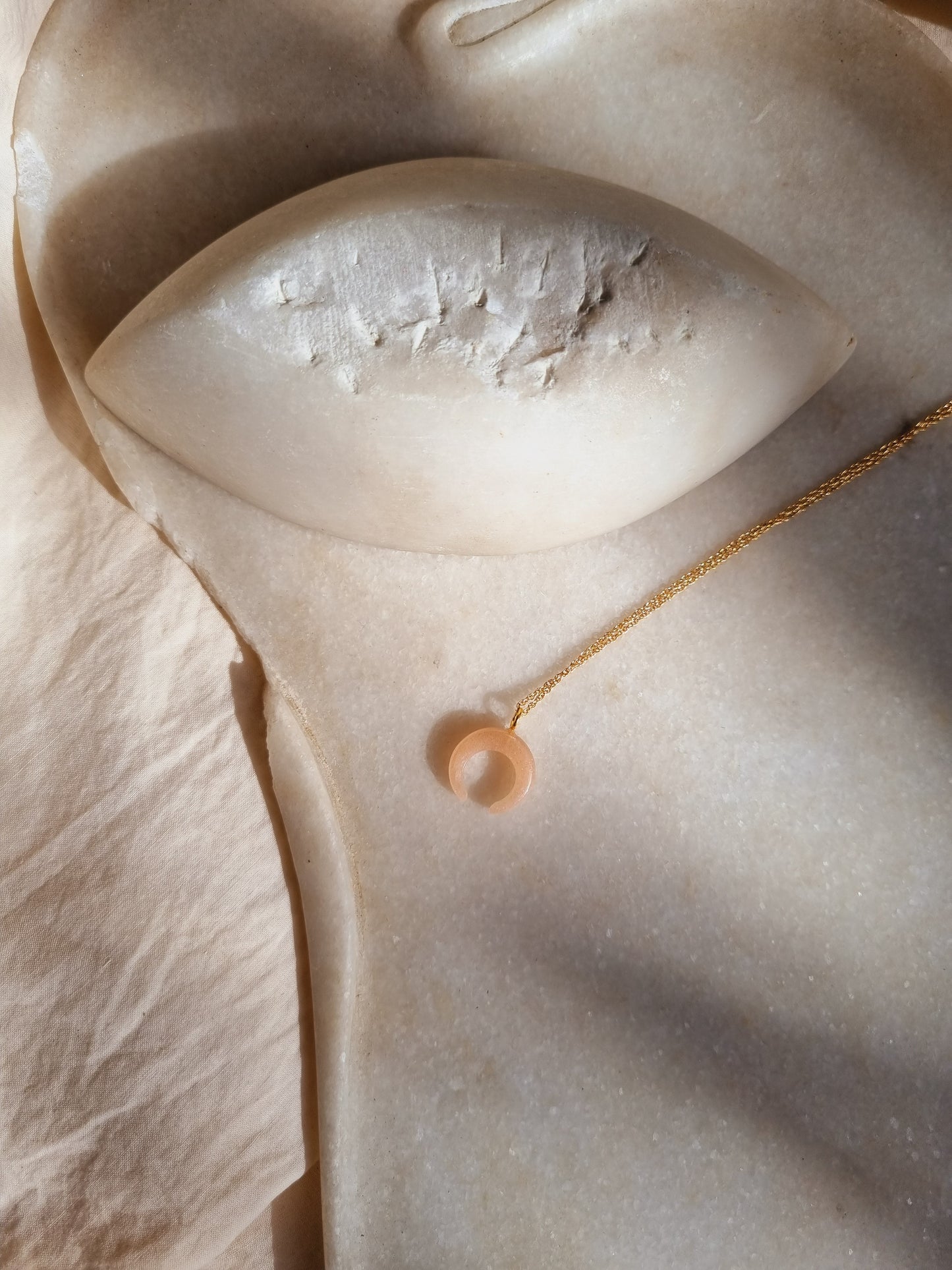 koka - Peach Moonstone Crescent Pendant