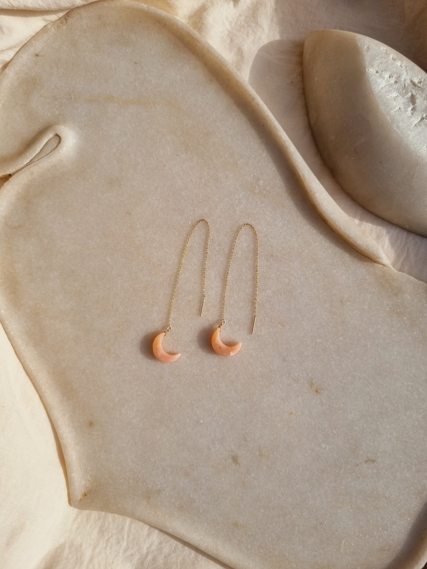 athaya - Pink Opal Luna Threader Earrings
