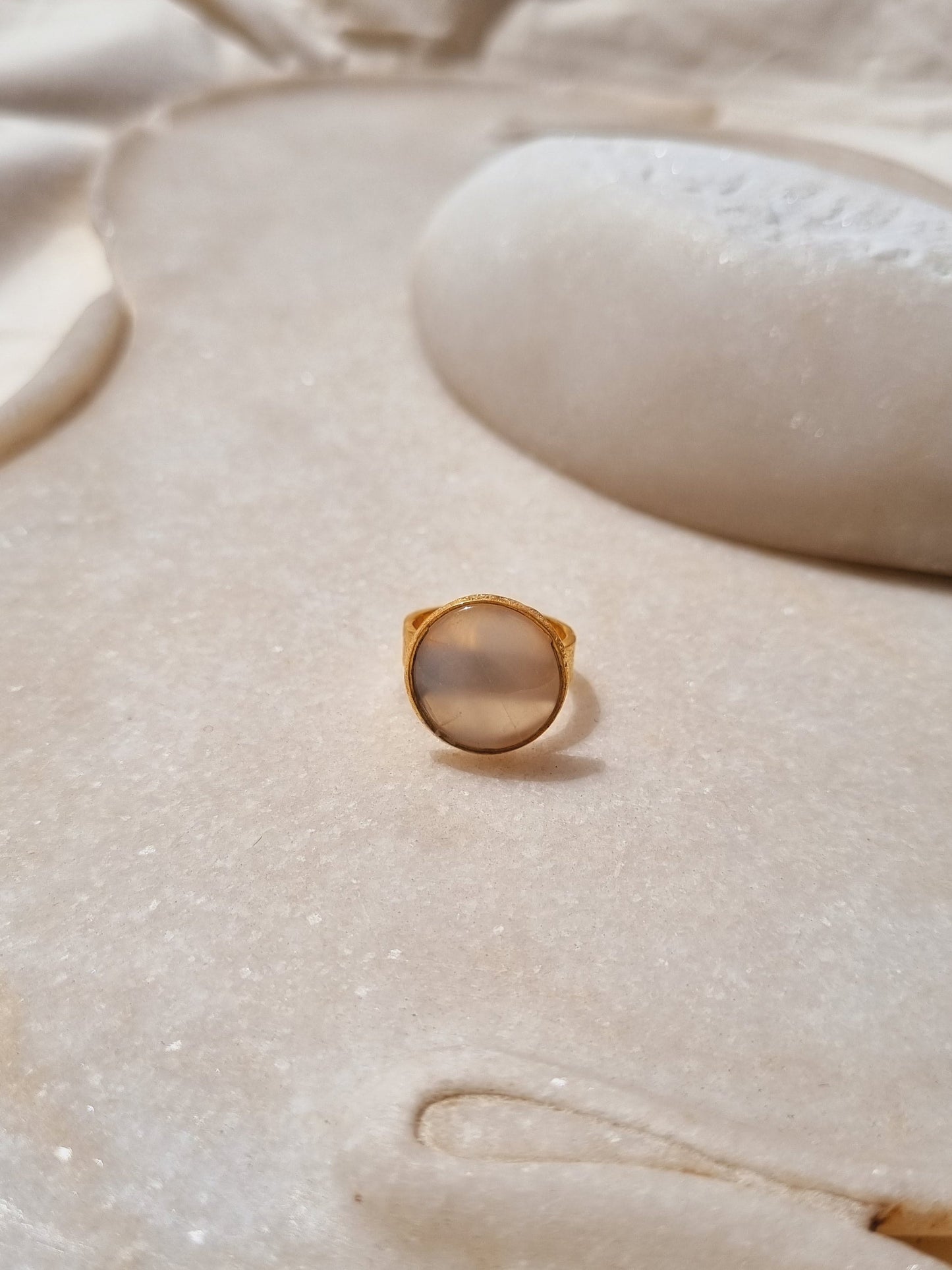 saani - White Moonstone Saturn Ring
