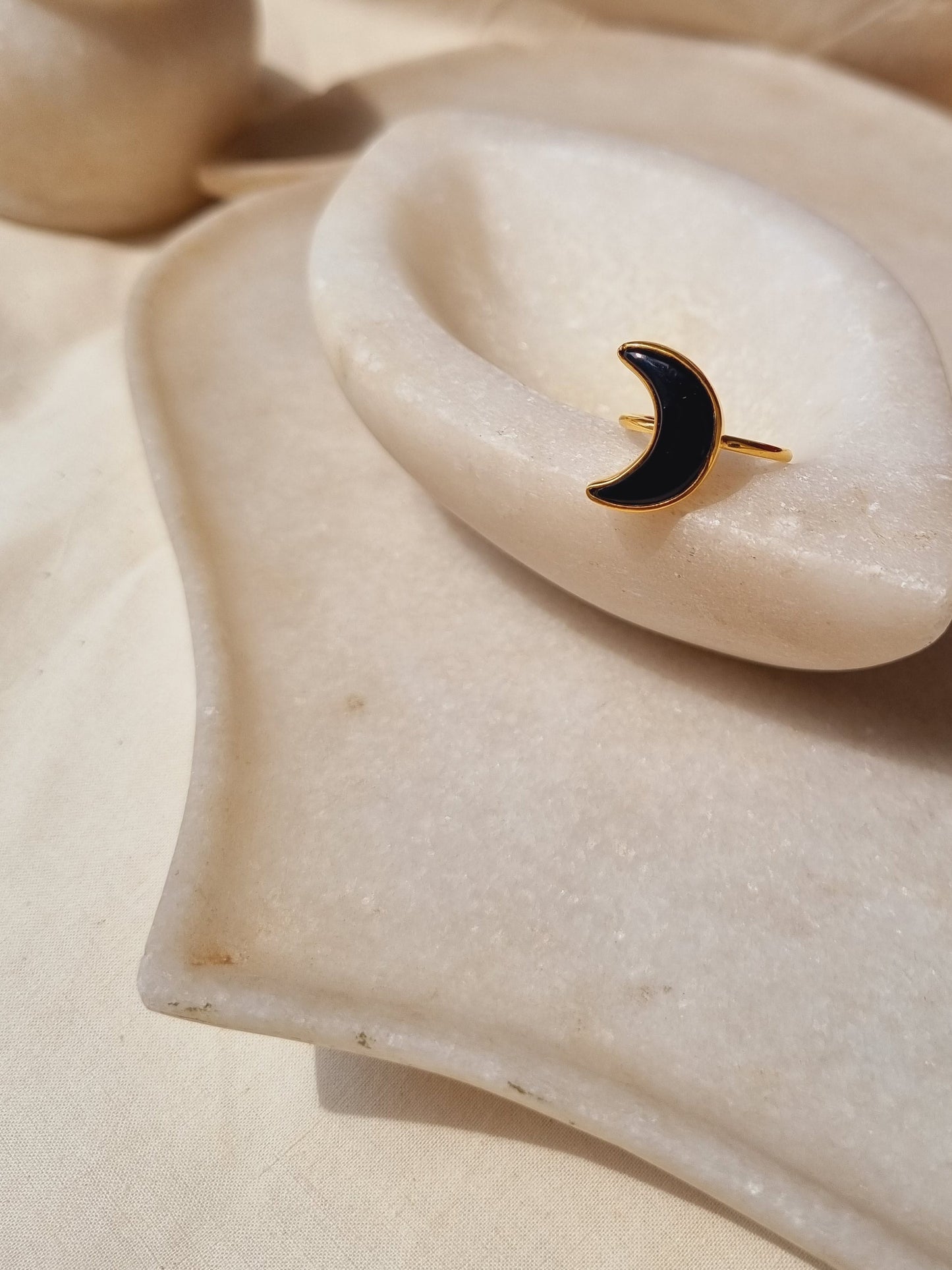 chandra - Black Onyx Luna Ring