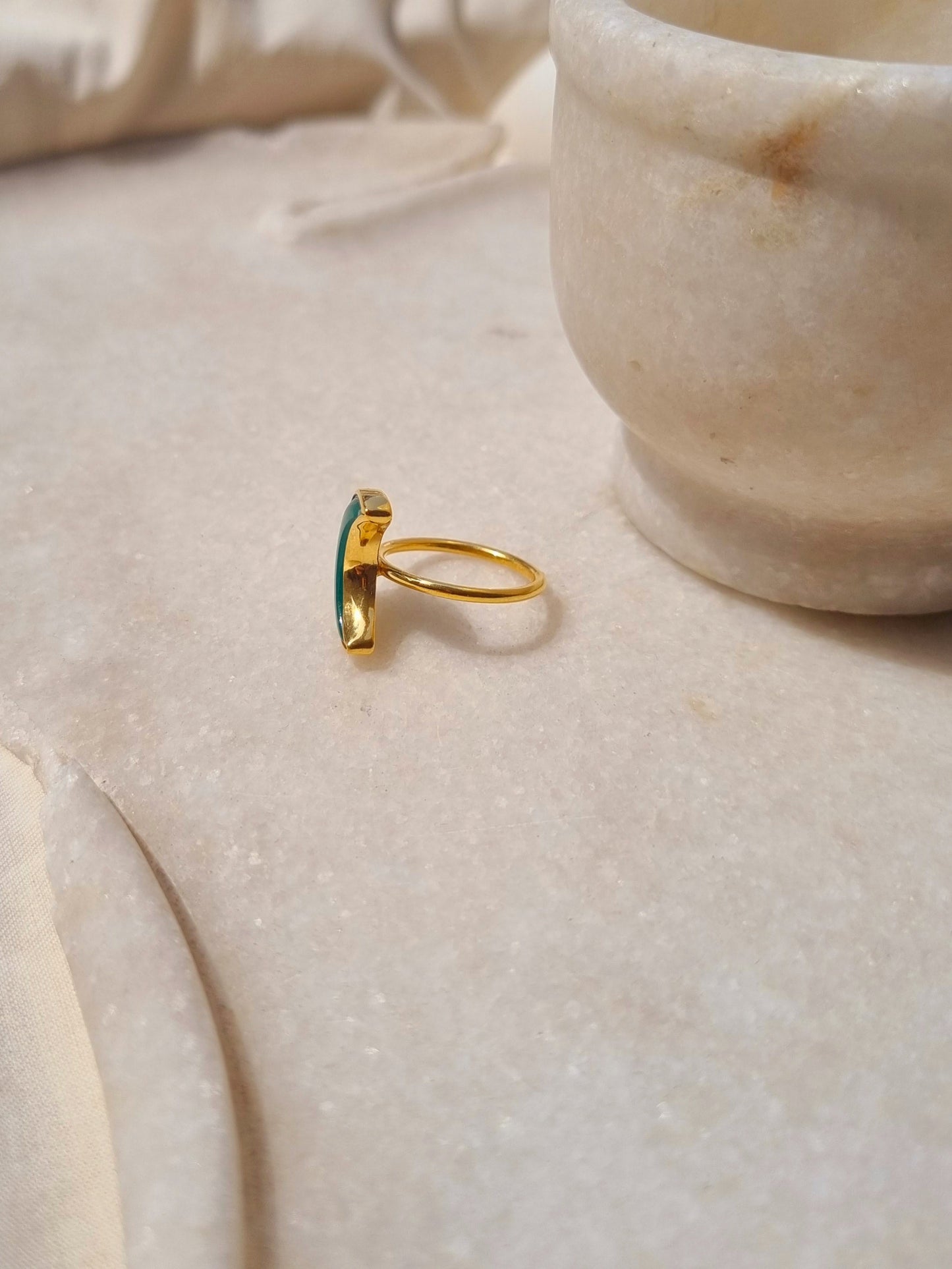 chandra - Green Onyx Luna Ring
