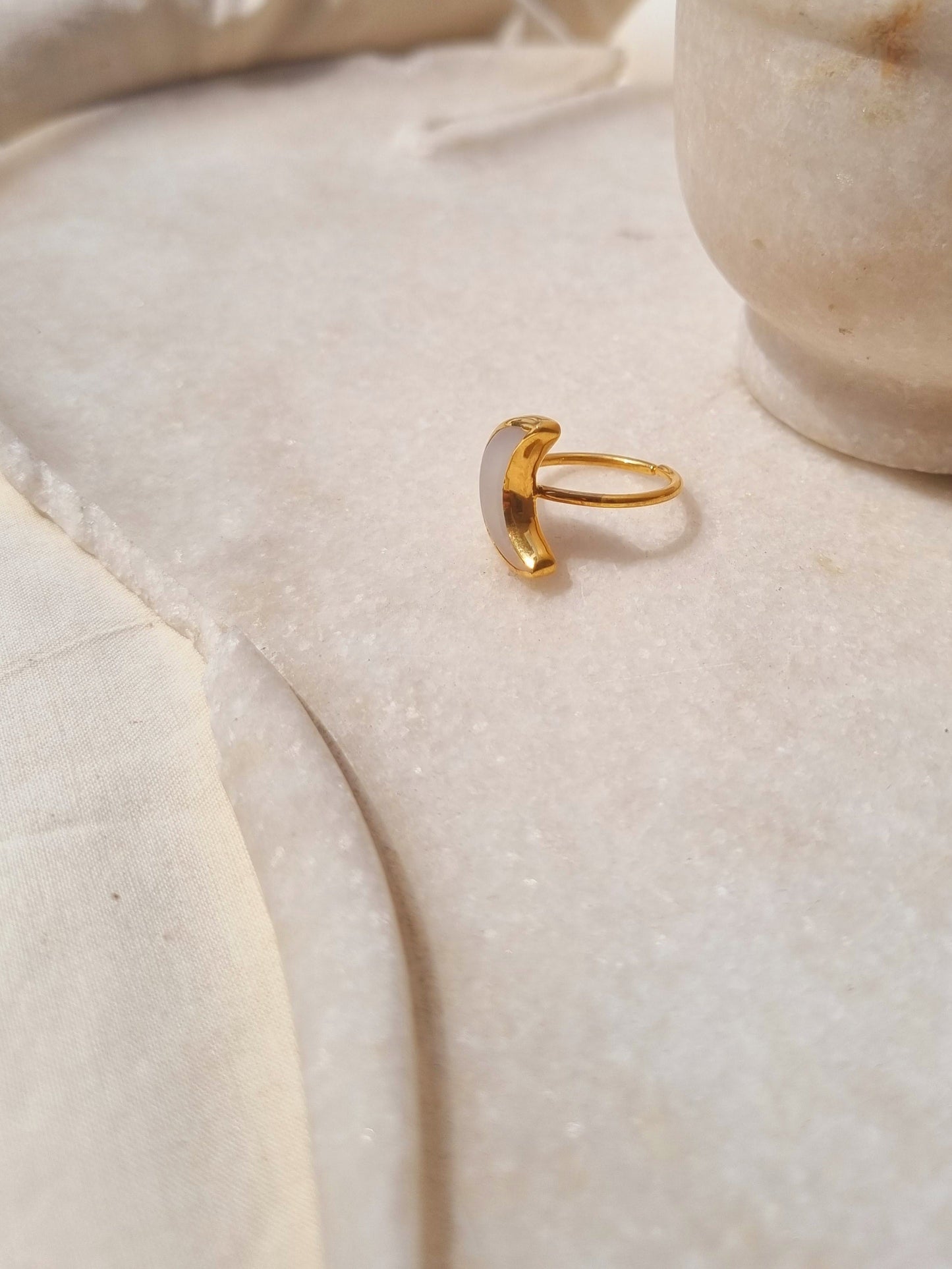 chandra - White Moonstone Luna Ring