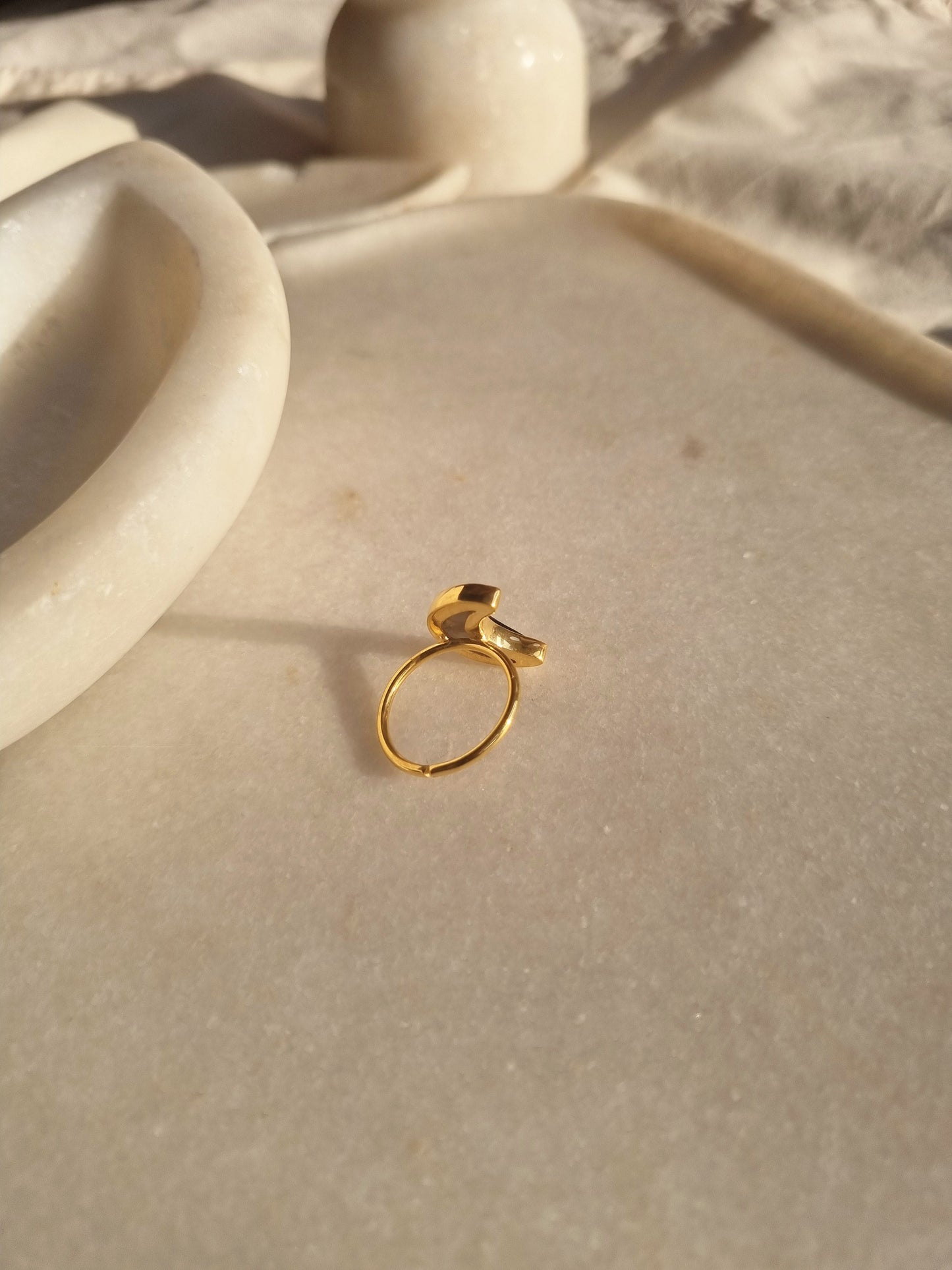 chandra - Smoky Quartz Luna Ring