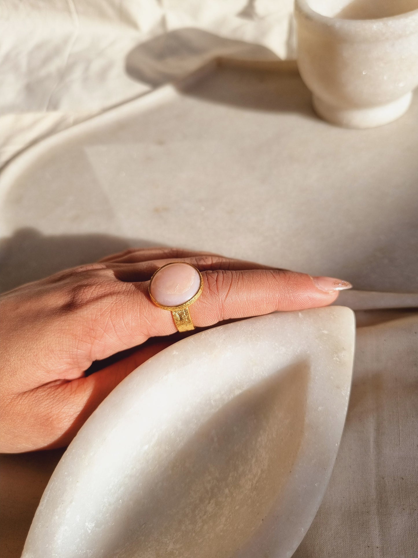 saani - Pink Opal Saturn Ring