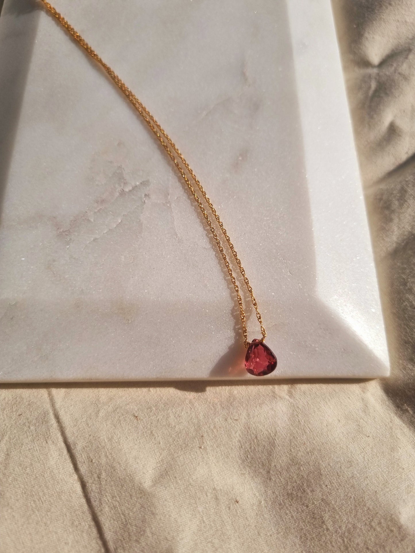iyate - Pink Tourmaline Almond Shaped Drop Pendant