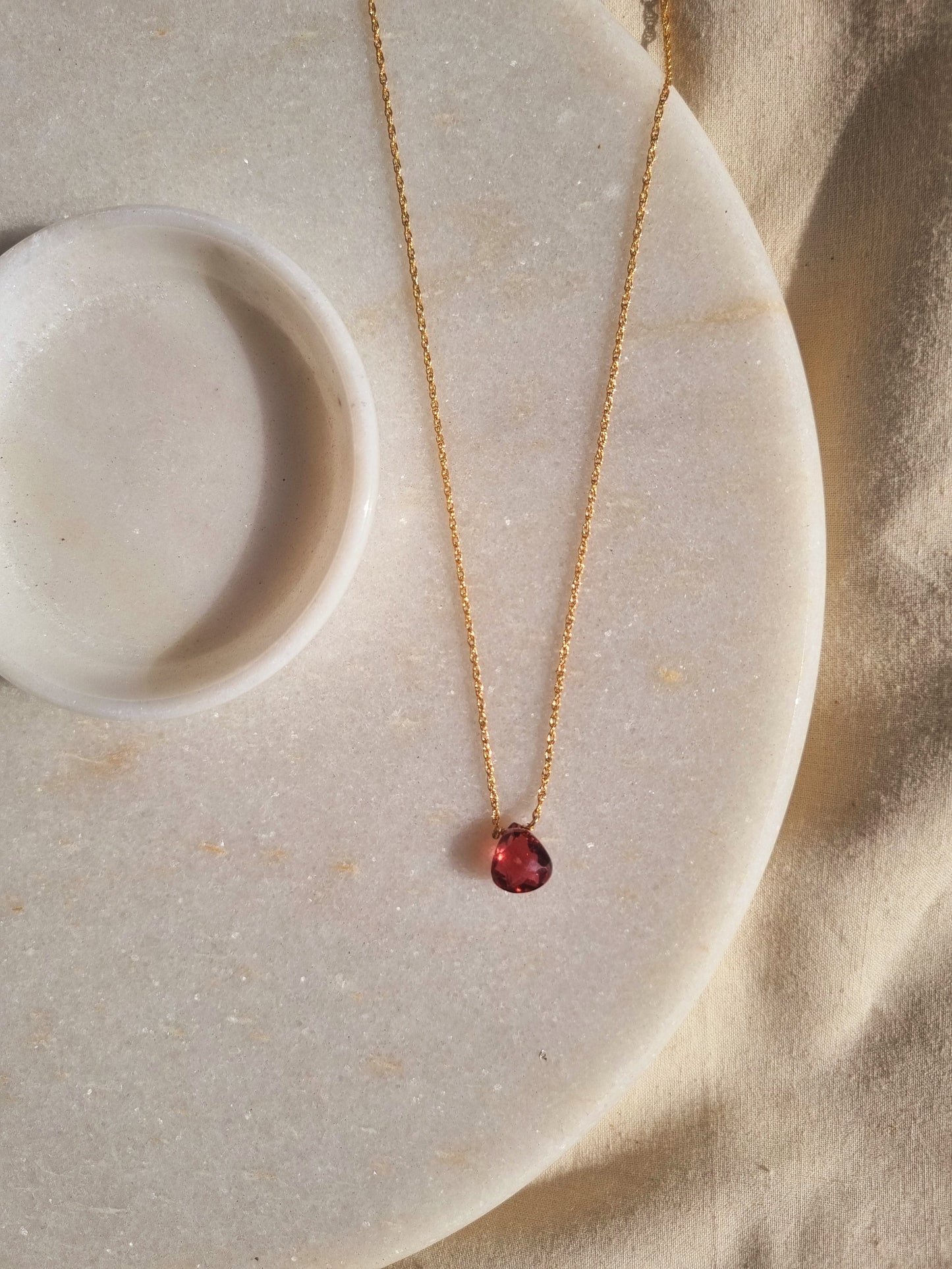 iyate - Pink Tourmaline Almond Shaped Drop Pendant