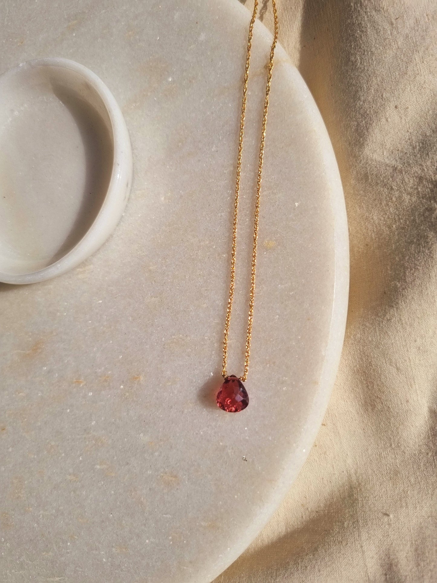 iyate - Pink Tourmaline Almond Shaped Drop Pendant