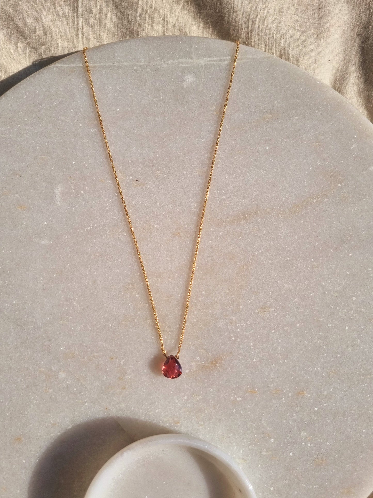 iyate - Pink Tourmaline Almond Shaped Drop Pendant