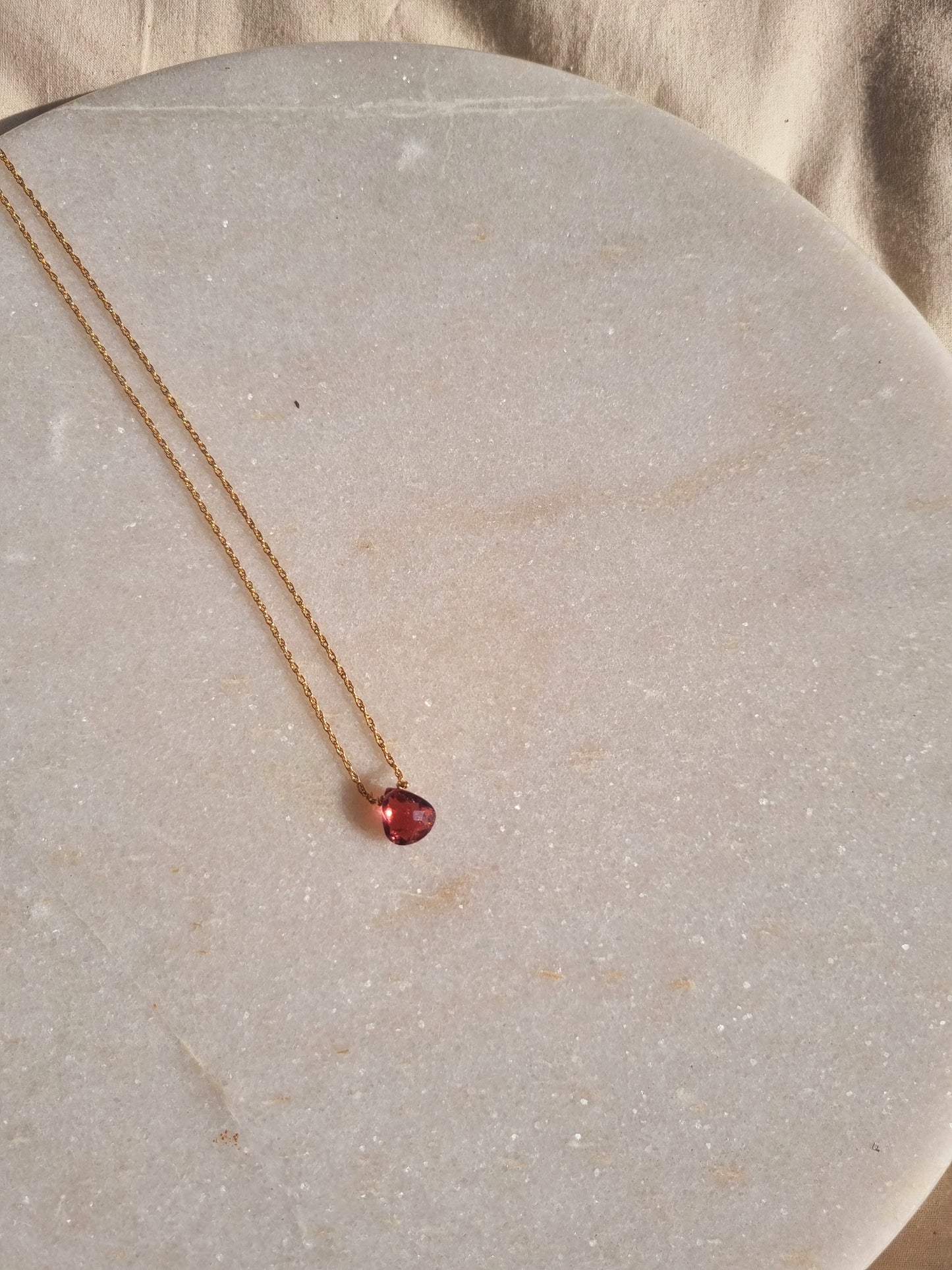 iyate - Pink Tourmaline Almond Shaped Drop Pendant