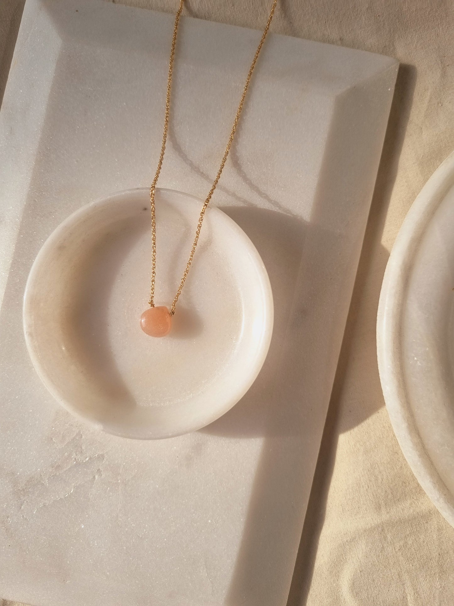 sete - Peach Moonstone Heart Shaped Drop Pendant