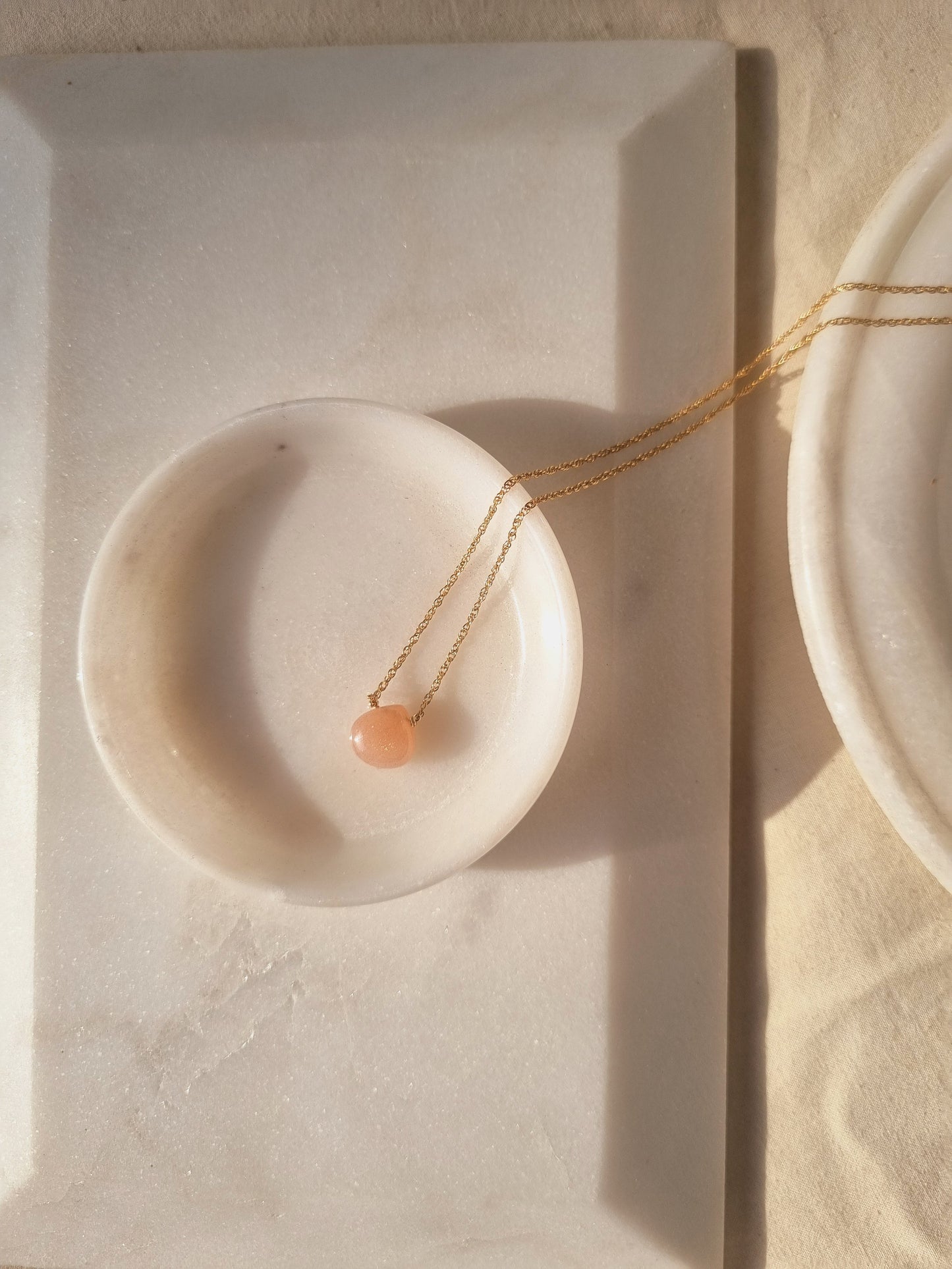 sete - Peach Moonstone Heart Shaped Drop Pendant