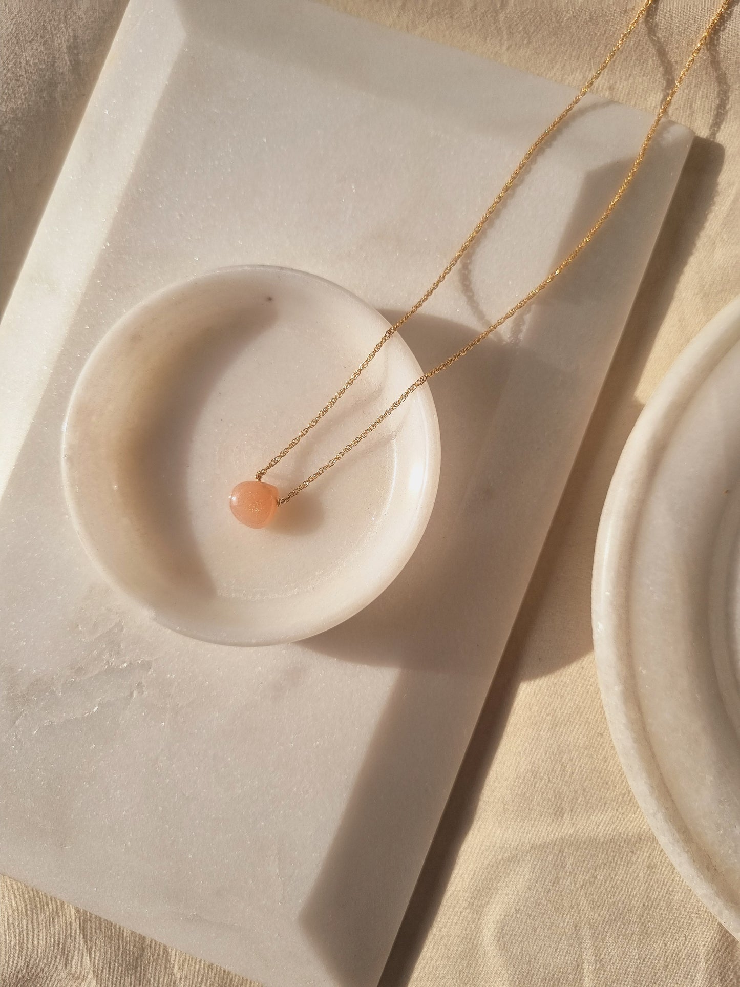 sete - Peach Moonstone Heart Shaped Drop Pendant