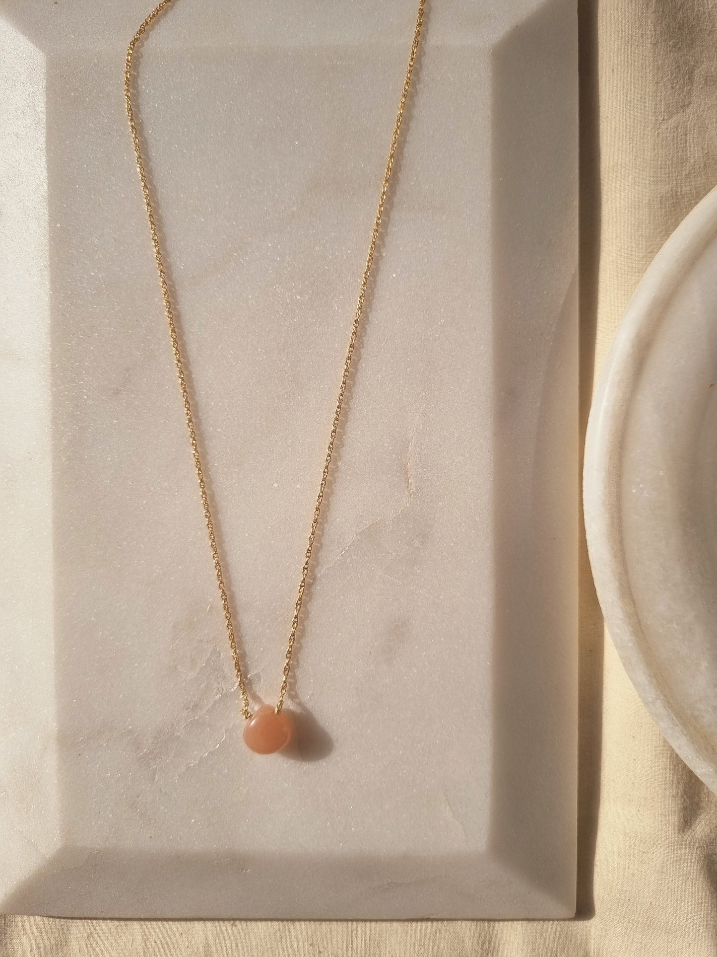 sete - Peach Moonstone Heart Shaped Drop Pendant
