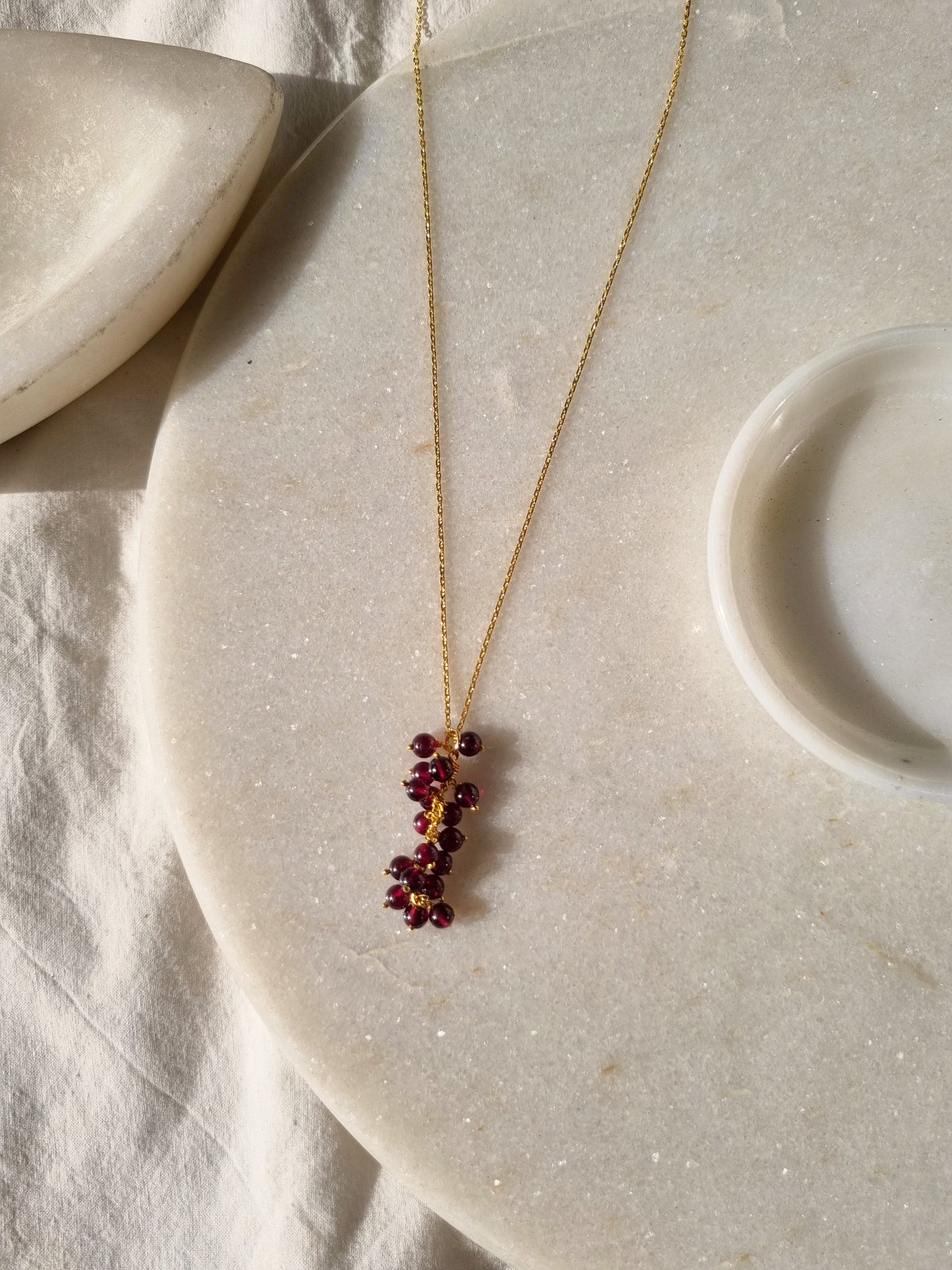 netra - Pink Garnet Beaded Bunch Pendant