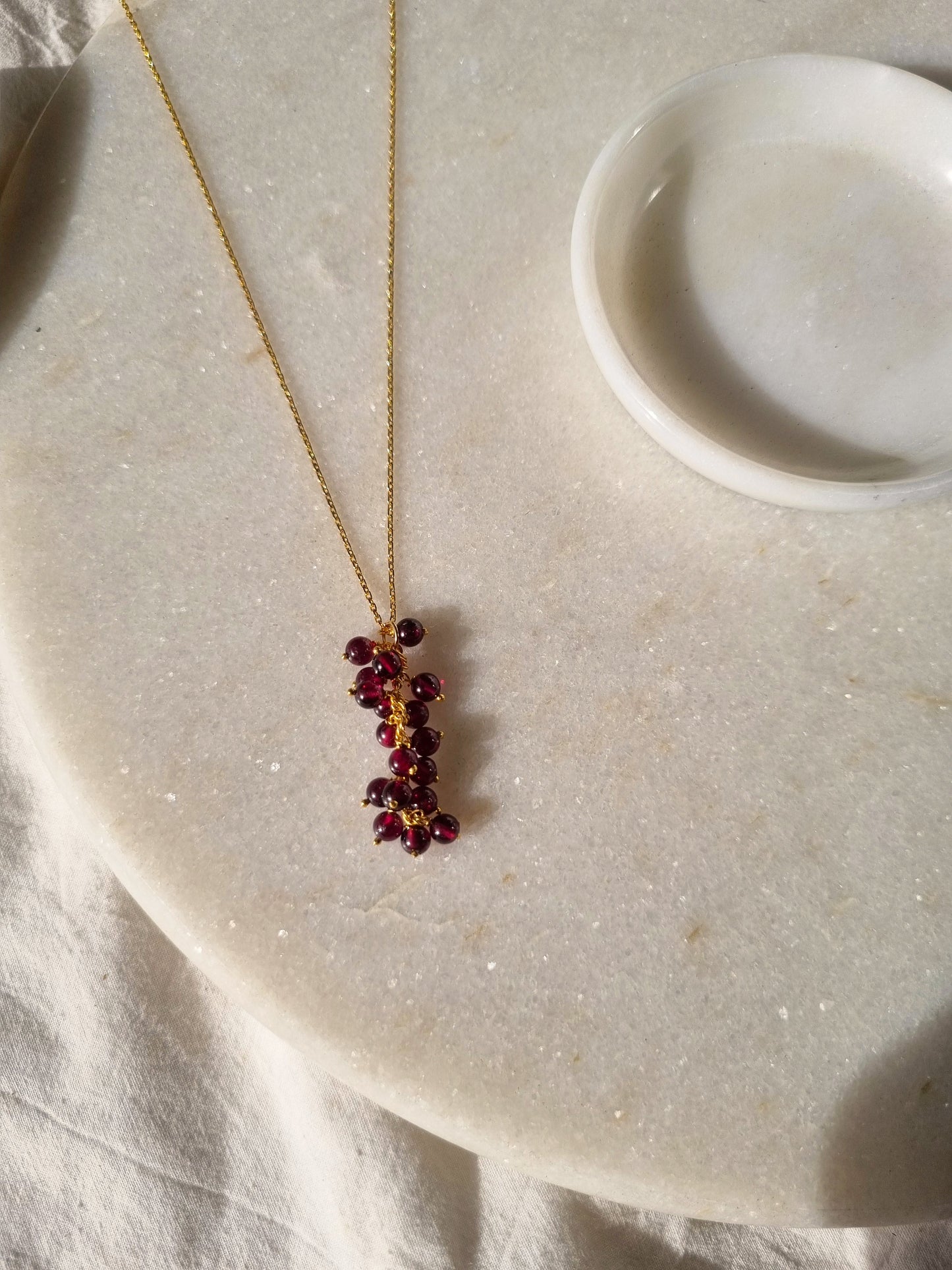 netra - Pink Garnet Beaded Bunch Pendant