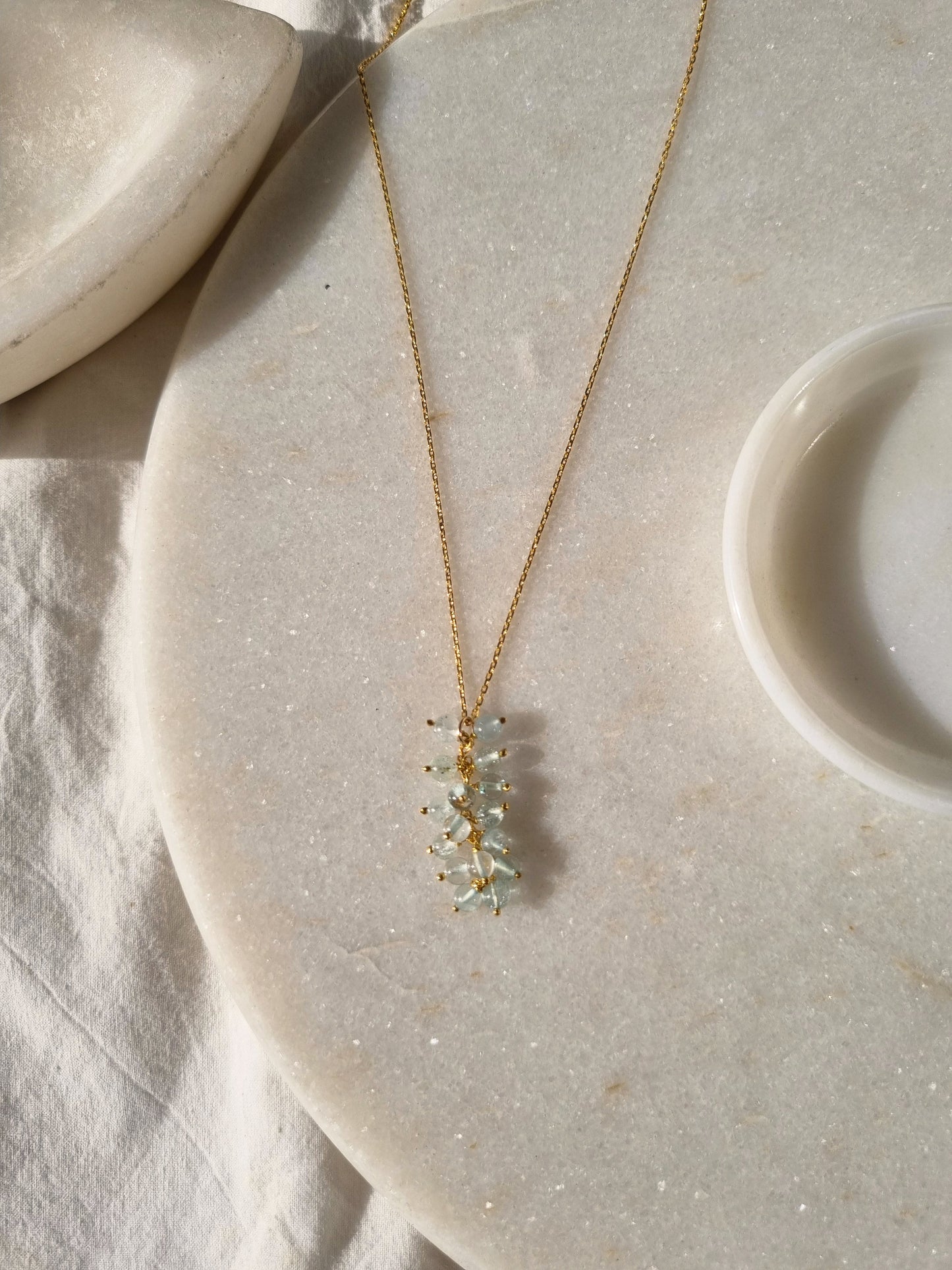 netra - Aquamarine Beaded Bunch Pendant