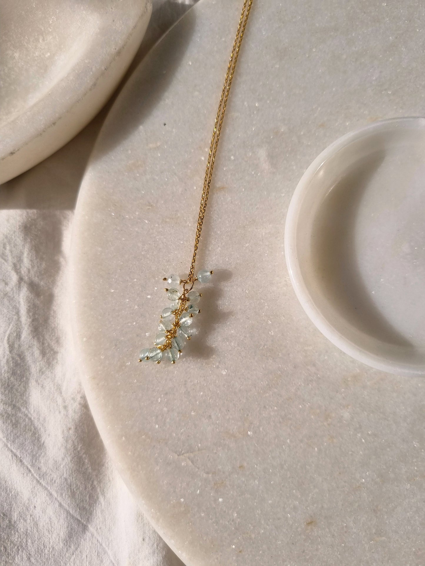netra - Aquamarine Beaded Bunch Pendant