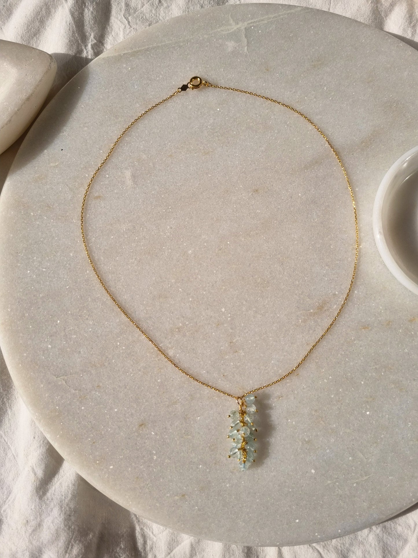 netra - Aquamarine Beaded Bunch Pendant