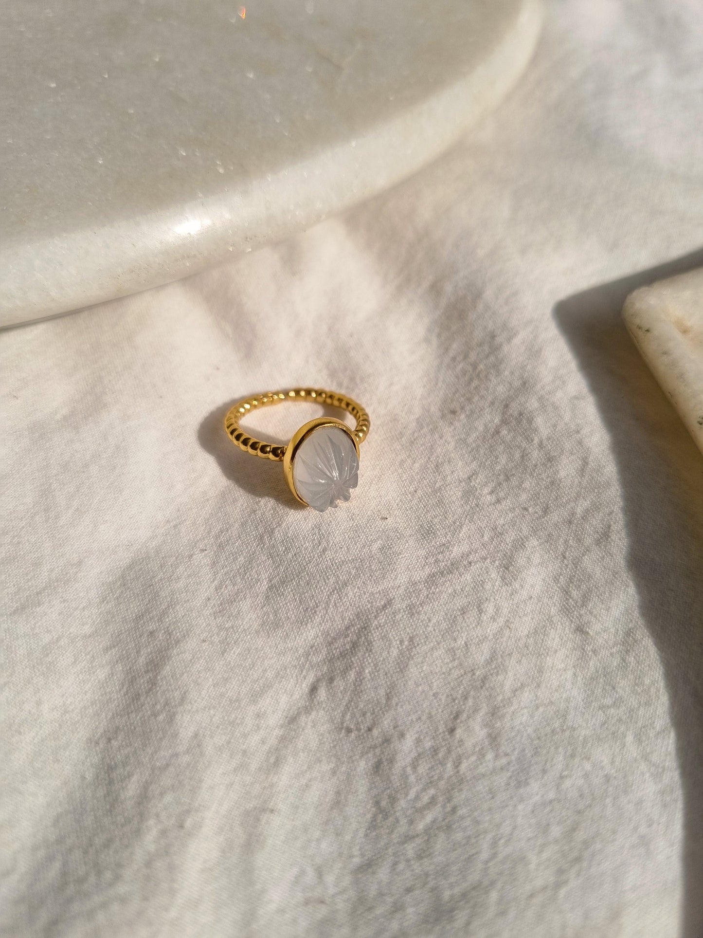 agam- White Moonstone Oval Venus Ring