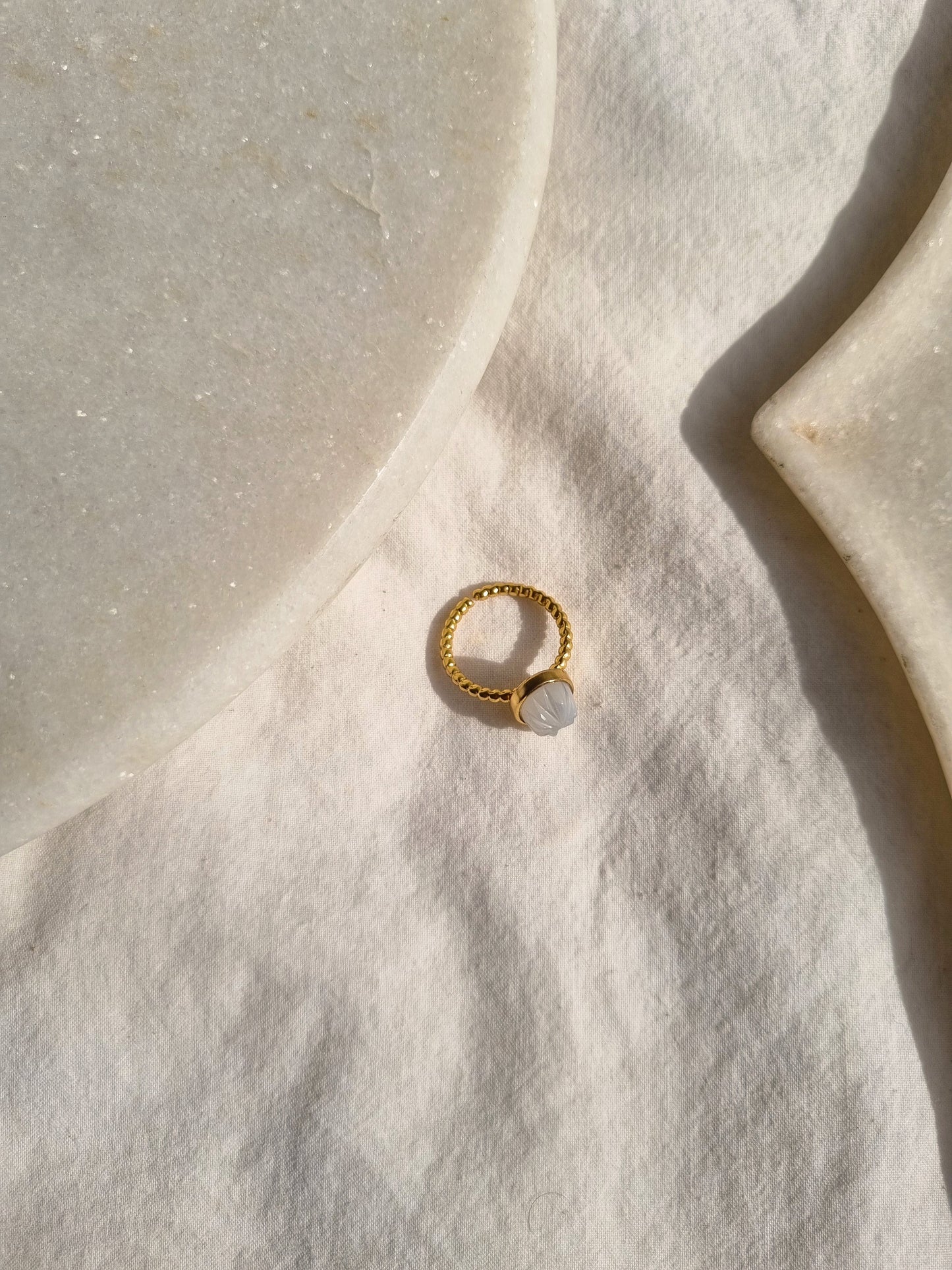agam- White Moonstone Oval Venus Ring